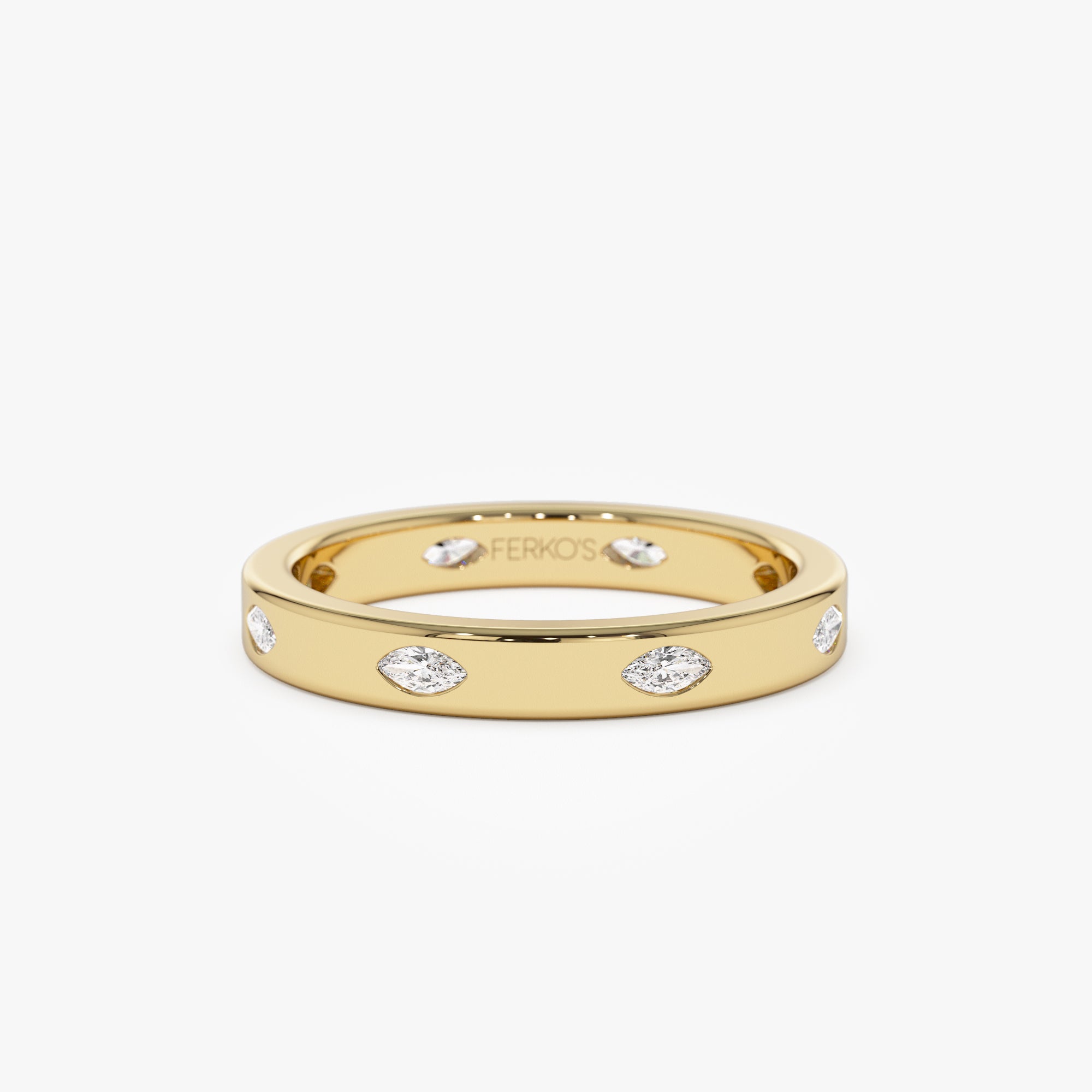 OBFJ1307 - 14k Marquise Shaped Full Eternity Flush Setting Diamond Band 1