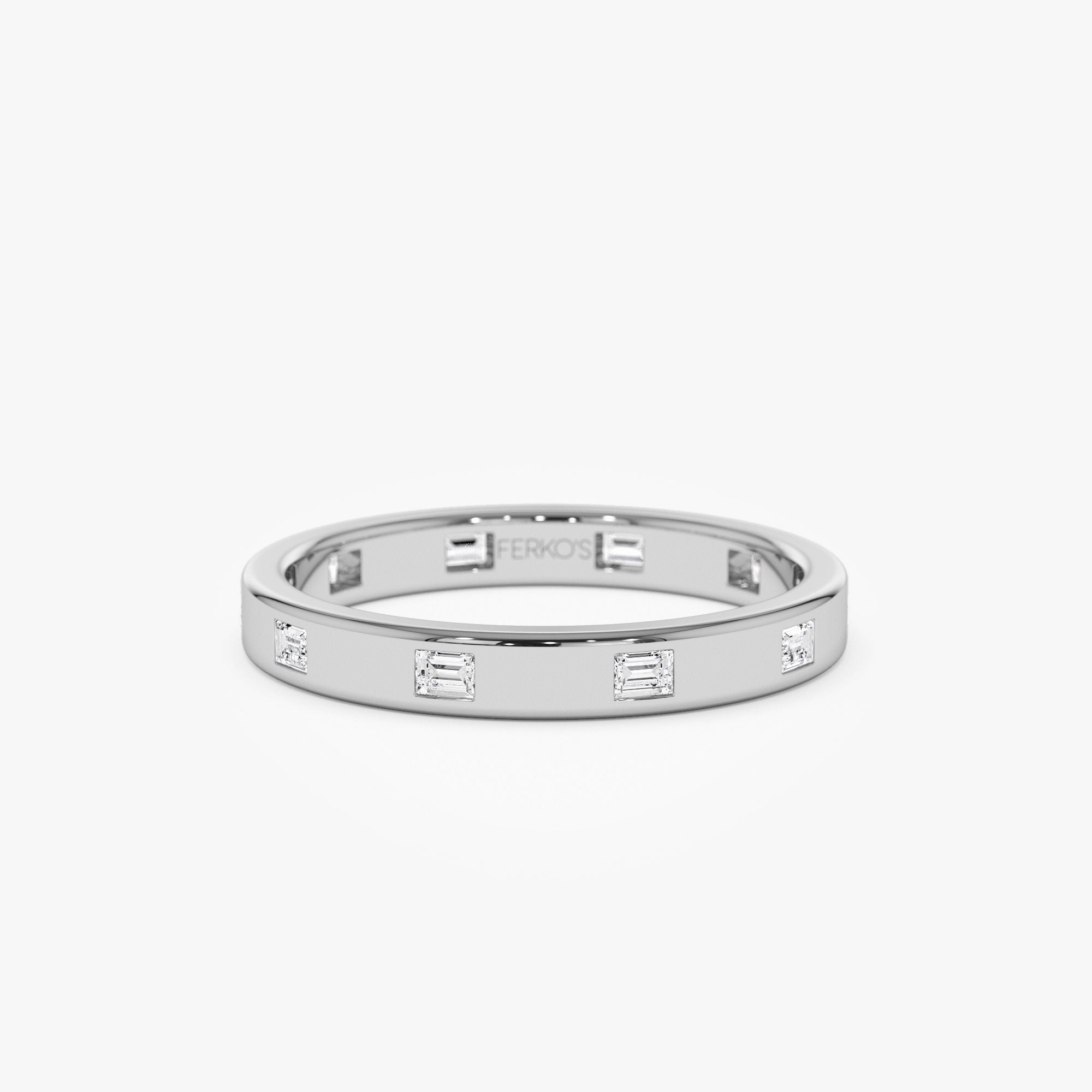 OBFJ1308 - 14k Full Eternity Flush Setting Baguette Diamond Band 5