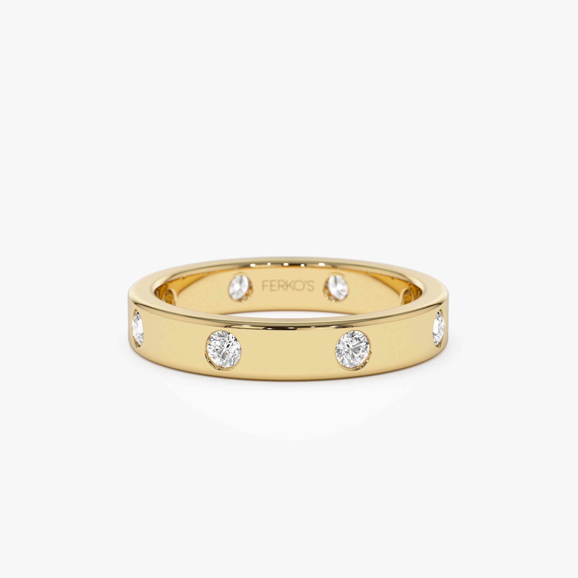 OBFJ1309 - 14k Full Eternity Flush Setting Round Diamond Band 1