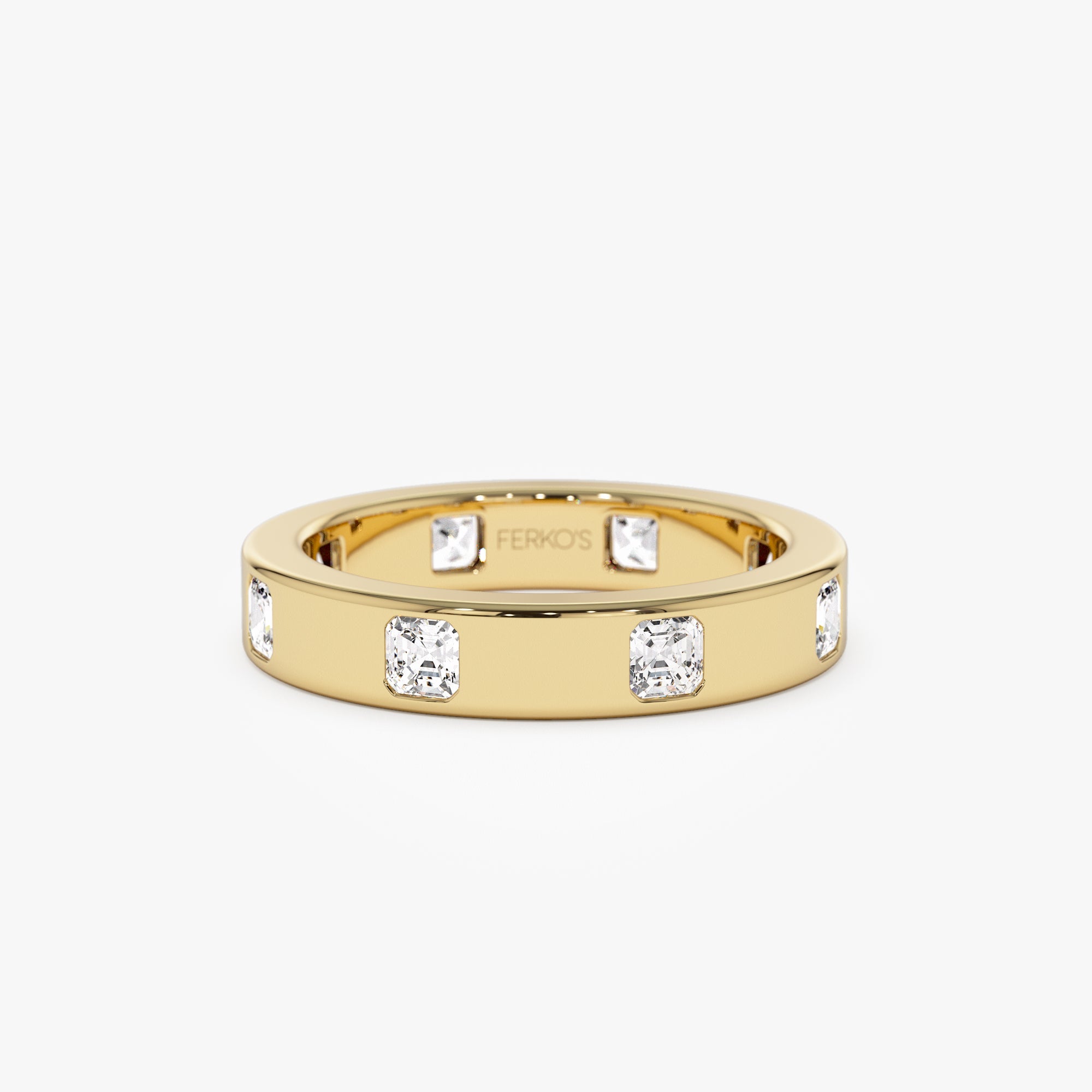 OBFJ1310 - 14k Asscher Cut Full Eternity Flush Setting Diamond Band 1