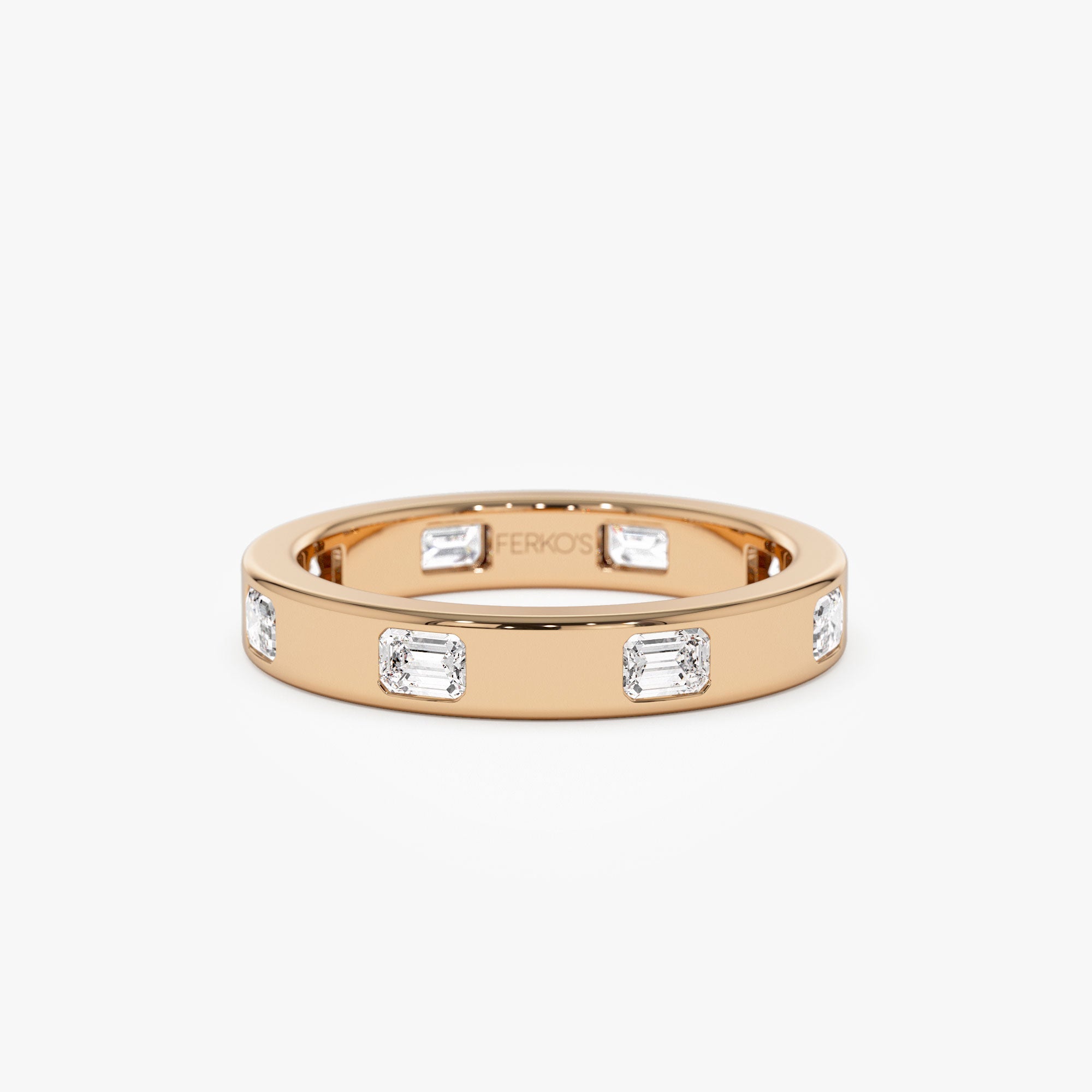 OBFJ1311 - 14k Emerald Cut Full Eternity Flush Setting Diamond Band 4