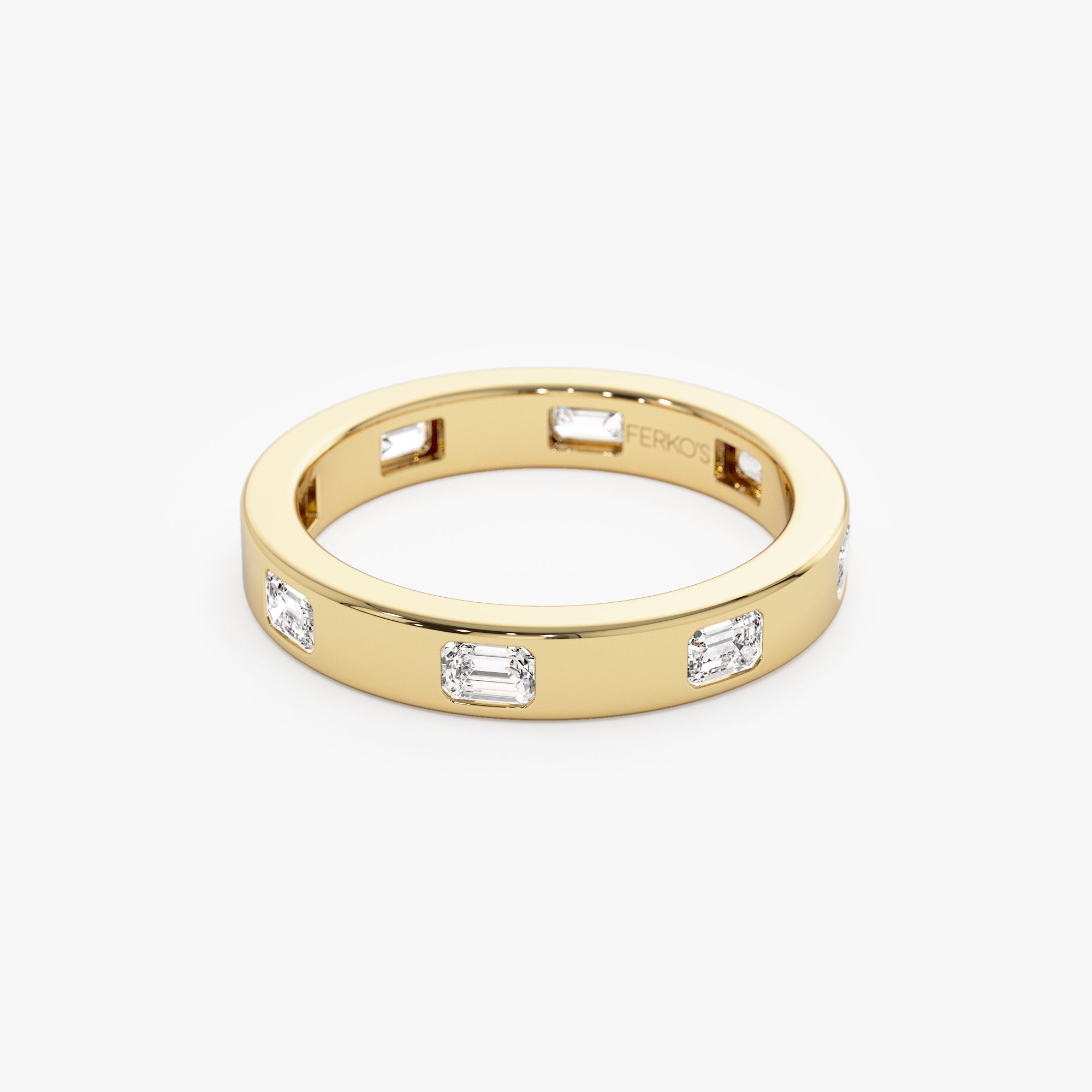 OBFJ1311 - 14k Emerald Cut Full Eternity Flush Setting Diamond Band 6