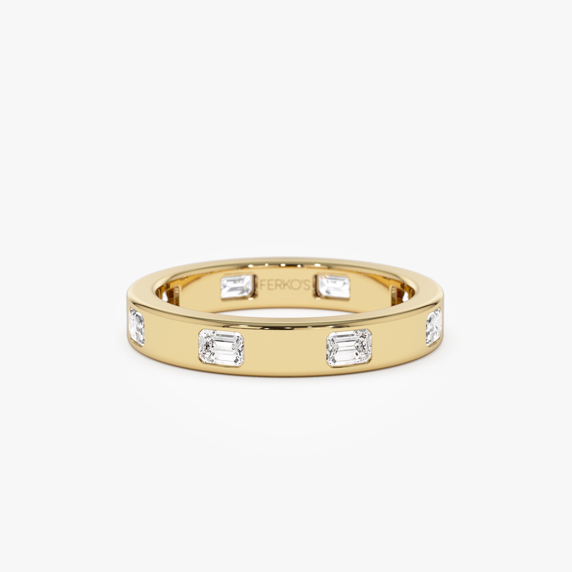 OBFJ1311 - 14k Emerald Cut Full Eternity Flush Setting Diamond Band 1