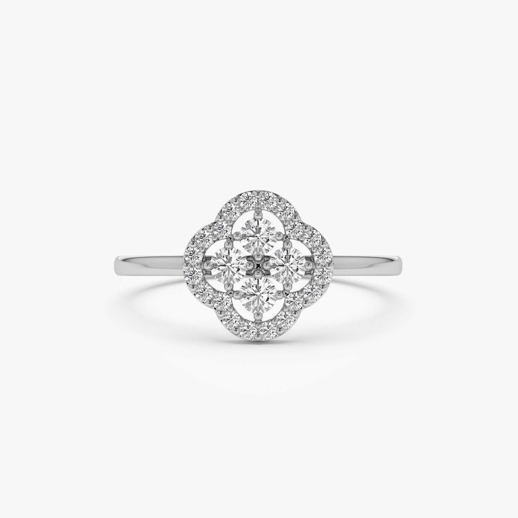 OBFJ1243 - 14k Clover Diamond Cluster Ring 5