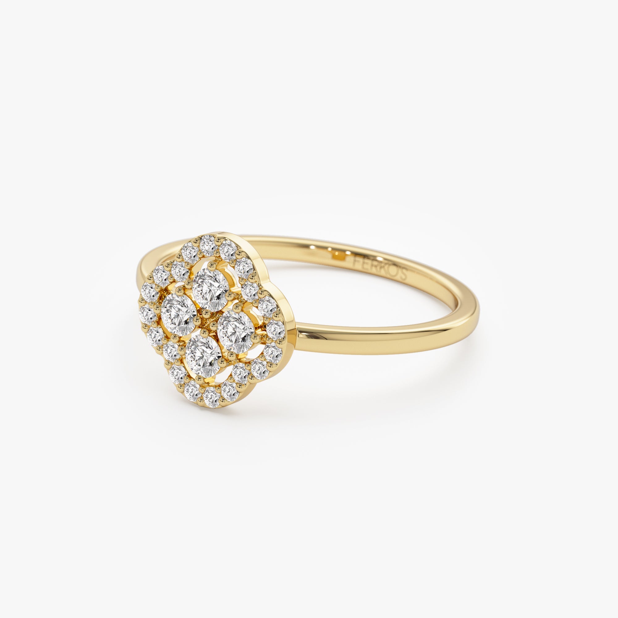 OBFJ1243 - 14k Clover Diamond Cluster Ring 6