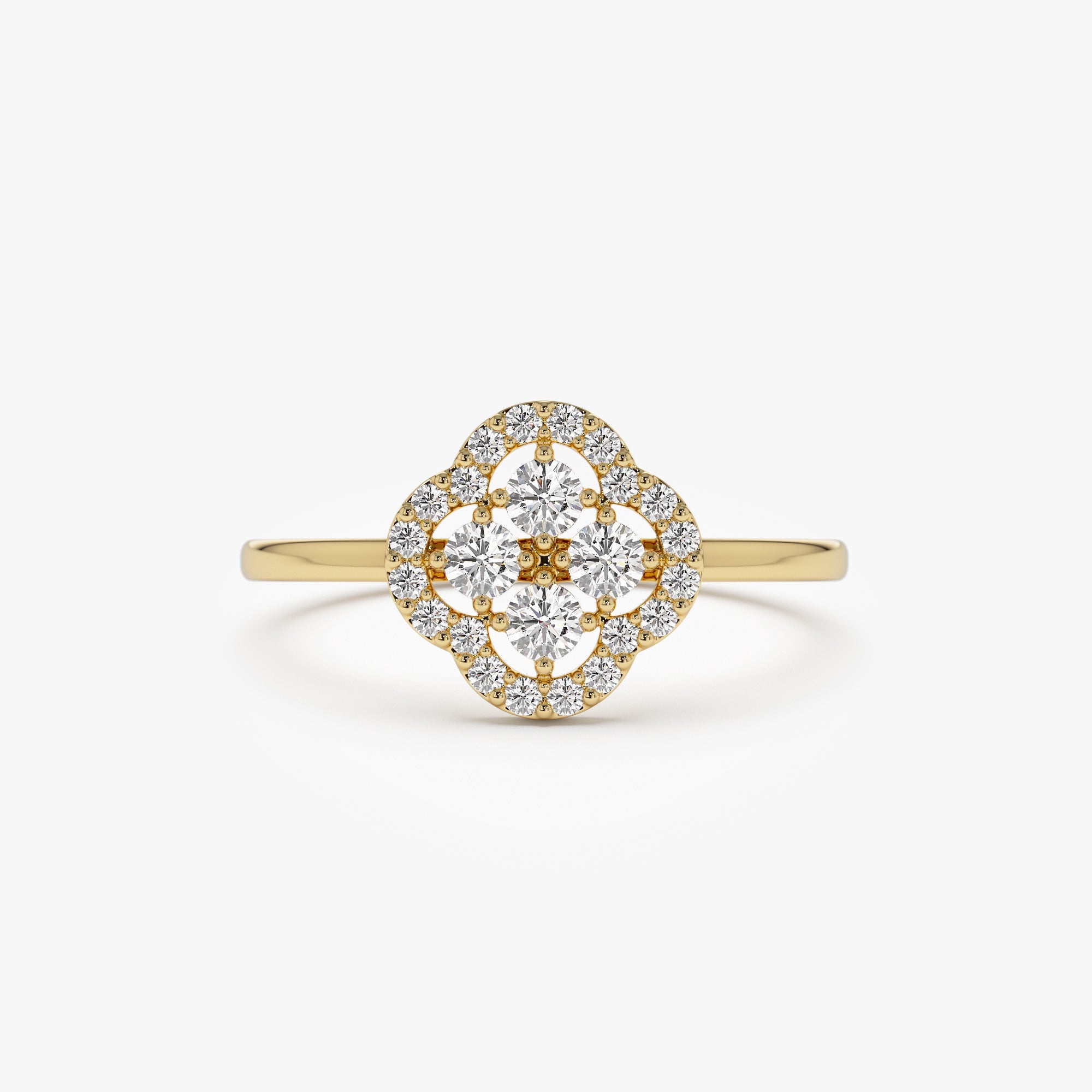 OBFJ1243 - 14k Clover Diamond Cluster Ring 1