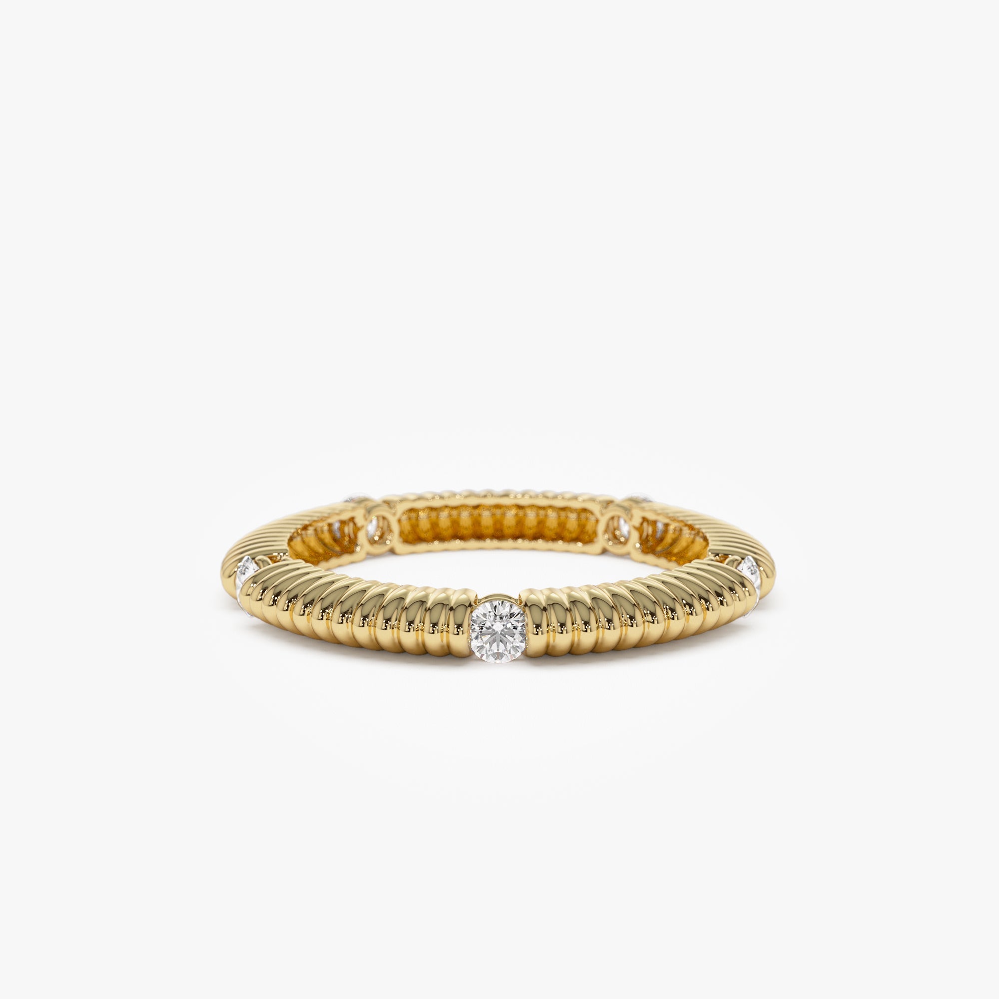OBFJ1247 - 14k Full Eternity Ribbed Diamond Wedding Ring 1