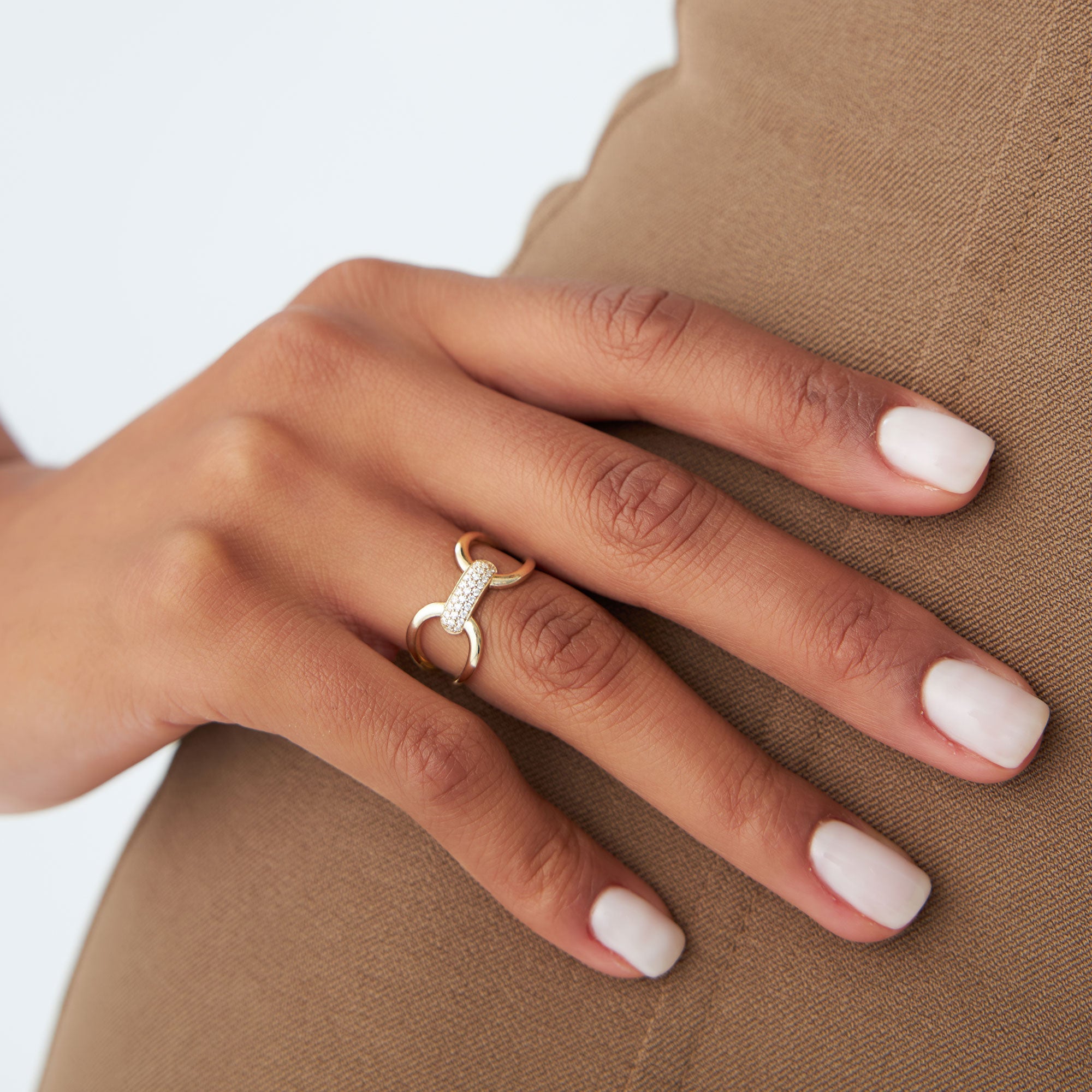 OBFJ1286 - 14K Gold Folded Micro Pave Diamond Ring 2
