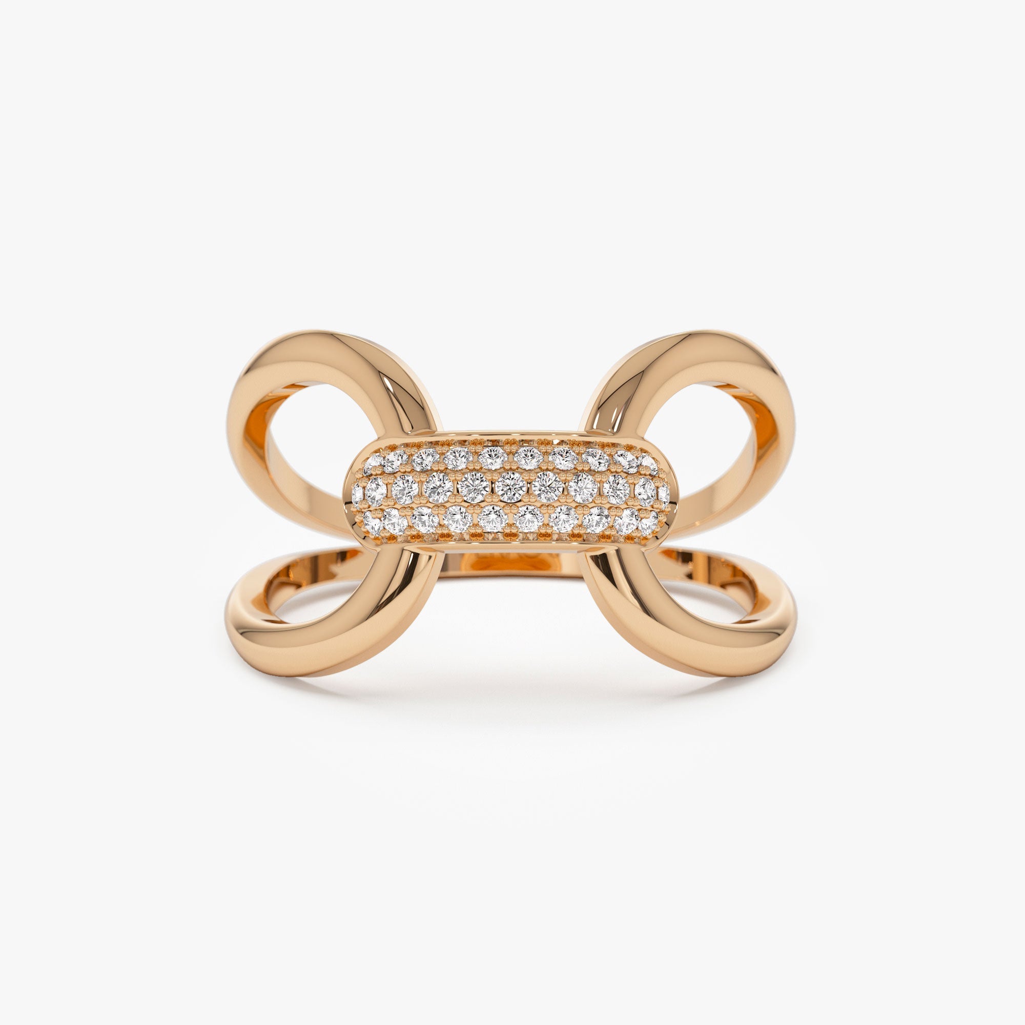 OBFJ1286 - 14K Gold Folded Micro Pave Diamond Ring 5