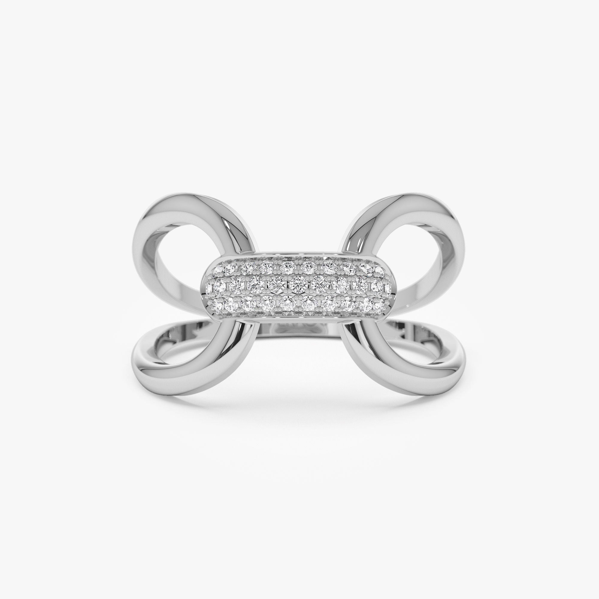 OBFJ1286 - 14K Gold Folded Micro Pave Diamond Ring 6