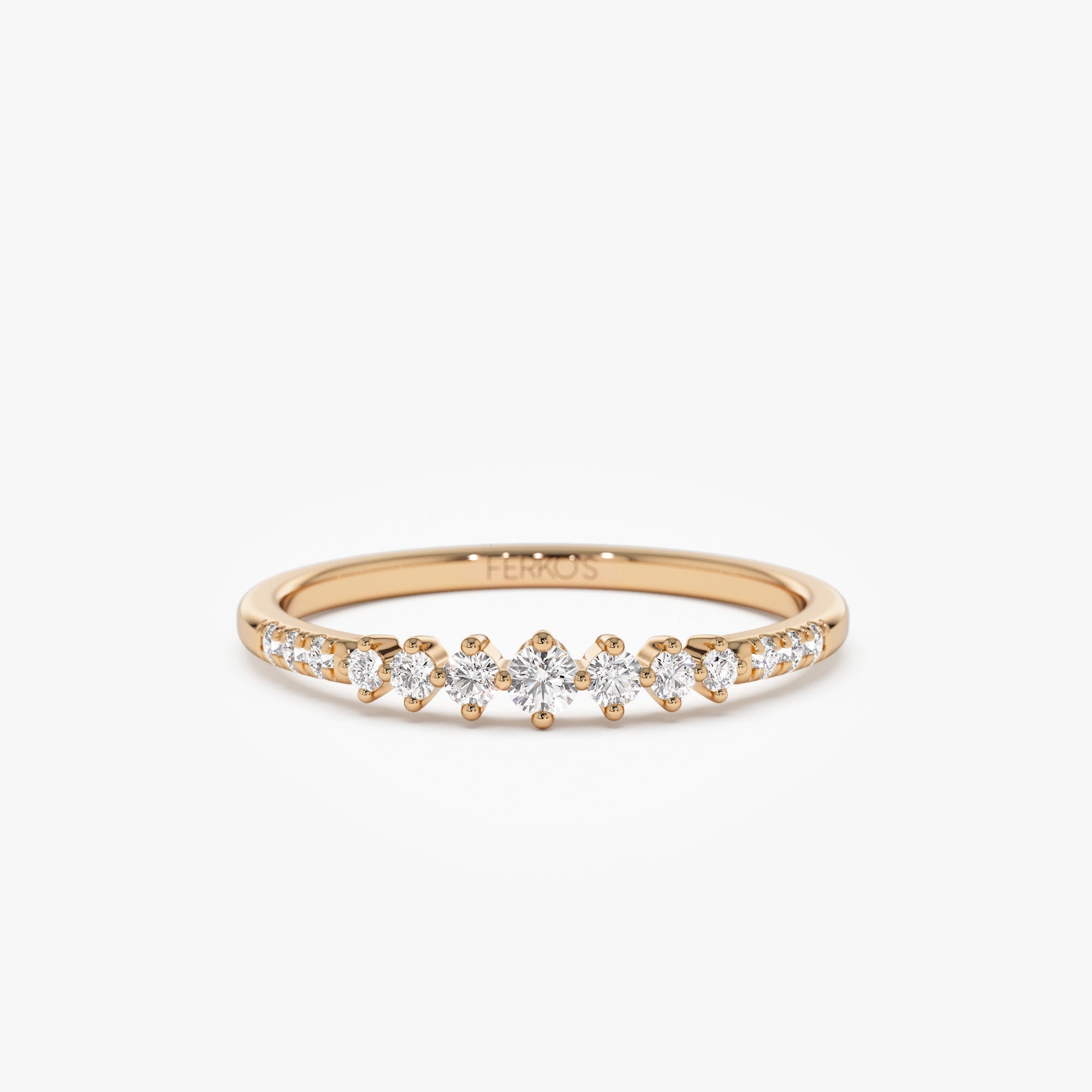 OBFJ1288 - 14k Dainty Graduating Diamond Wedding Ring 5
