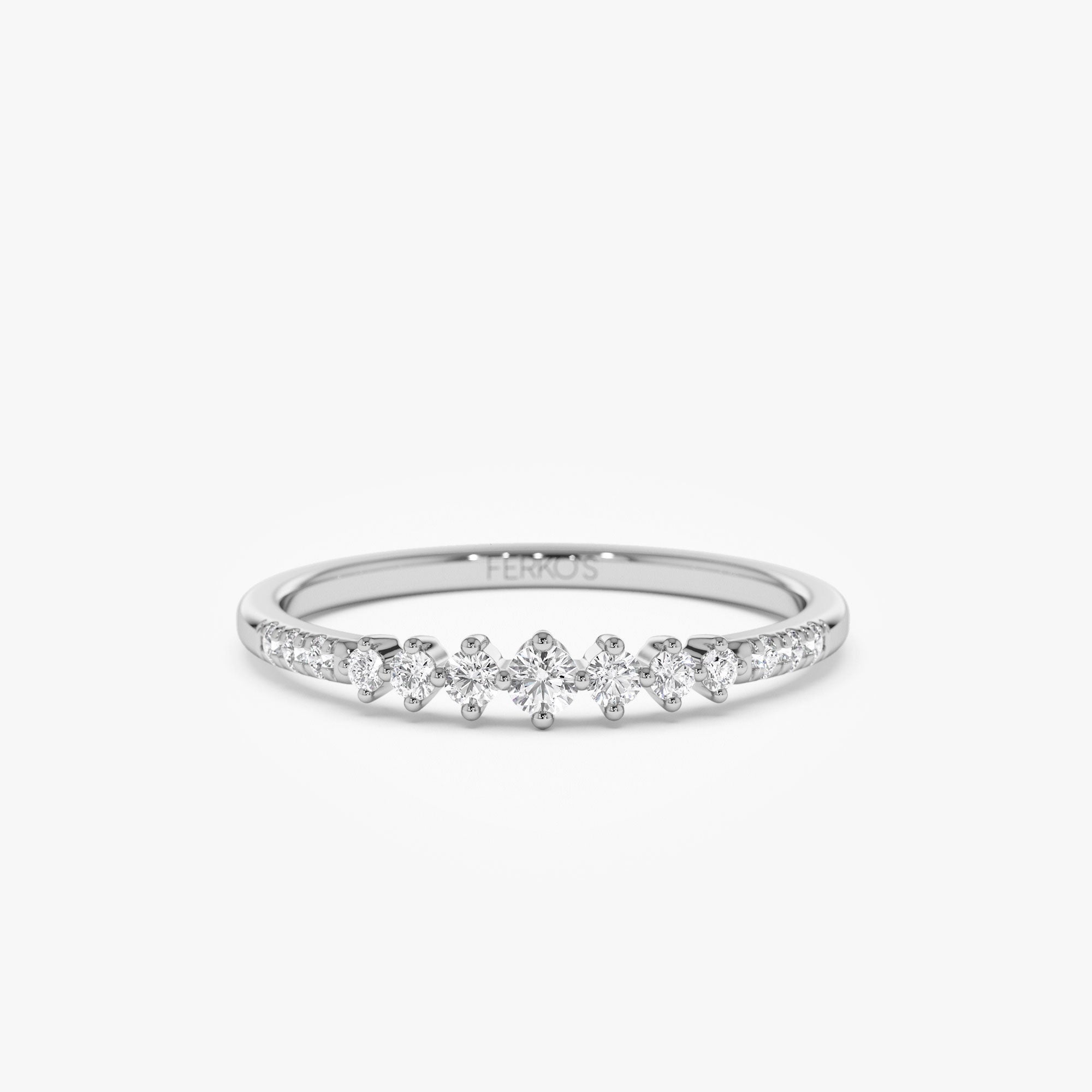 OBFJ1288 - 14k Dainty Graduating Diamond Wedding Ring 6