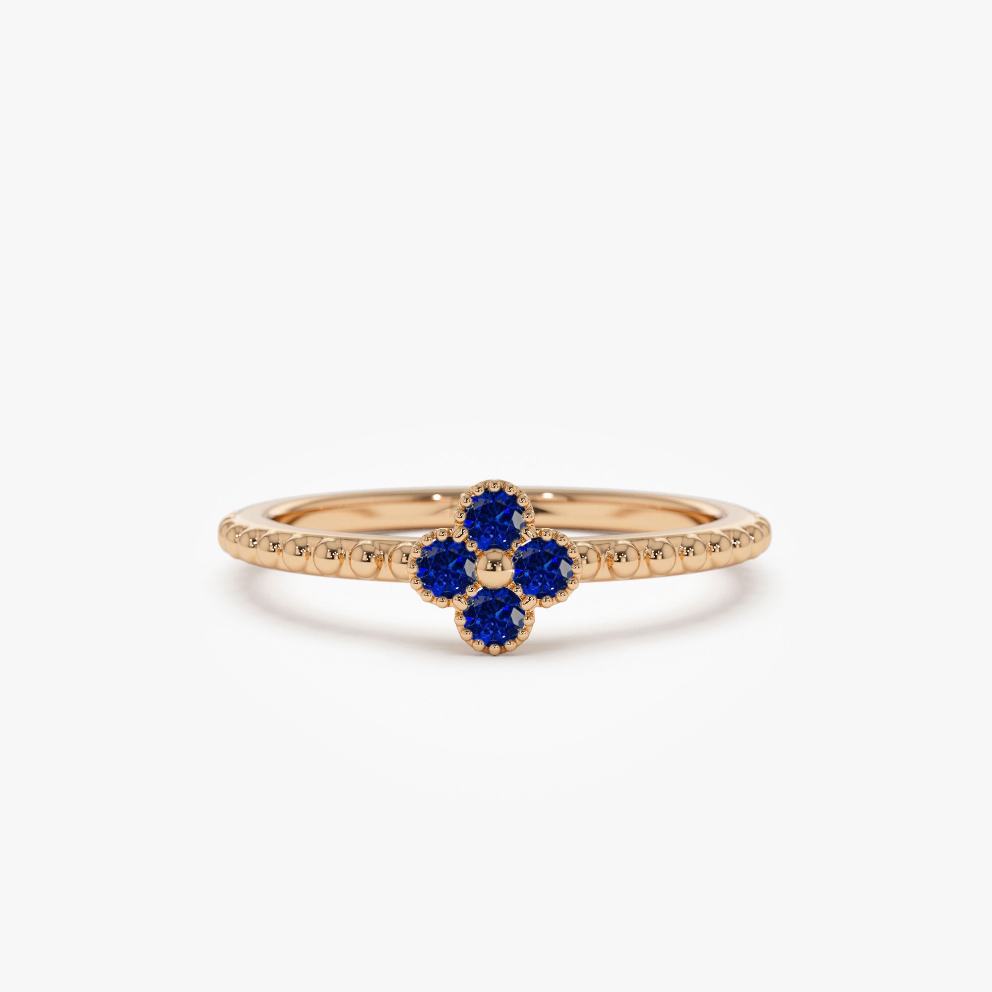OBFJ1326 - 14k Sapphire Clover Ring 4