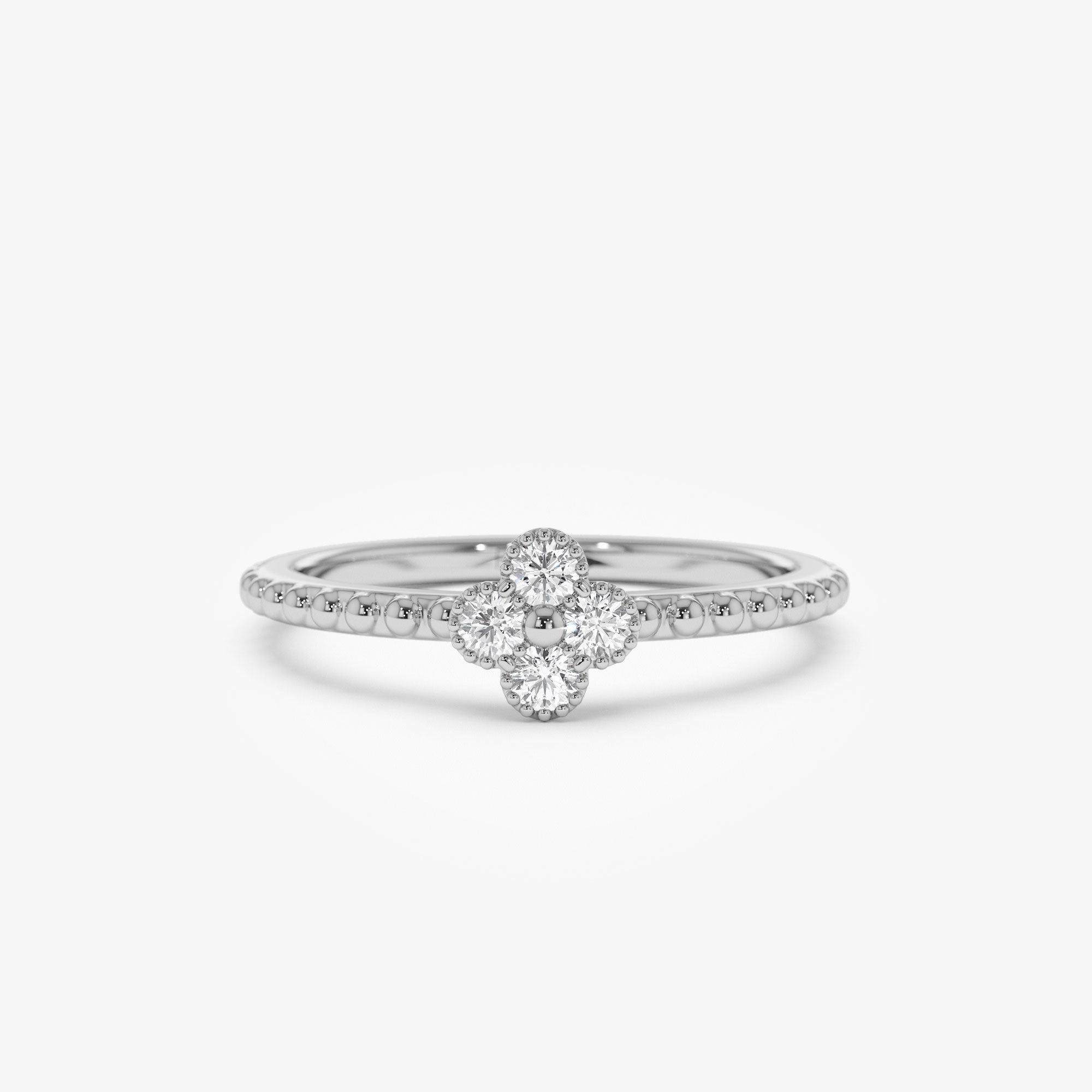 OBFJ1329 - 14k Diamond Clover Ring 4