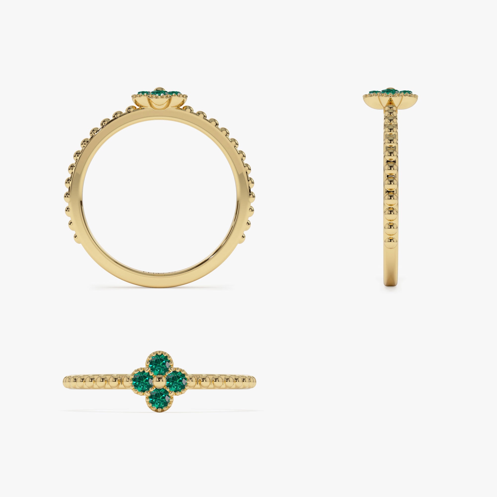 OBFJ1328 - 14k Emerald Clover Ring 9