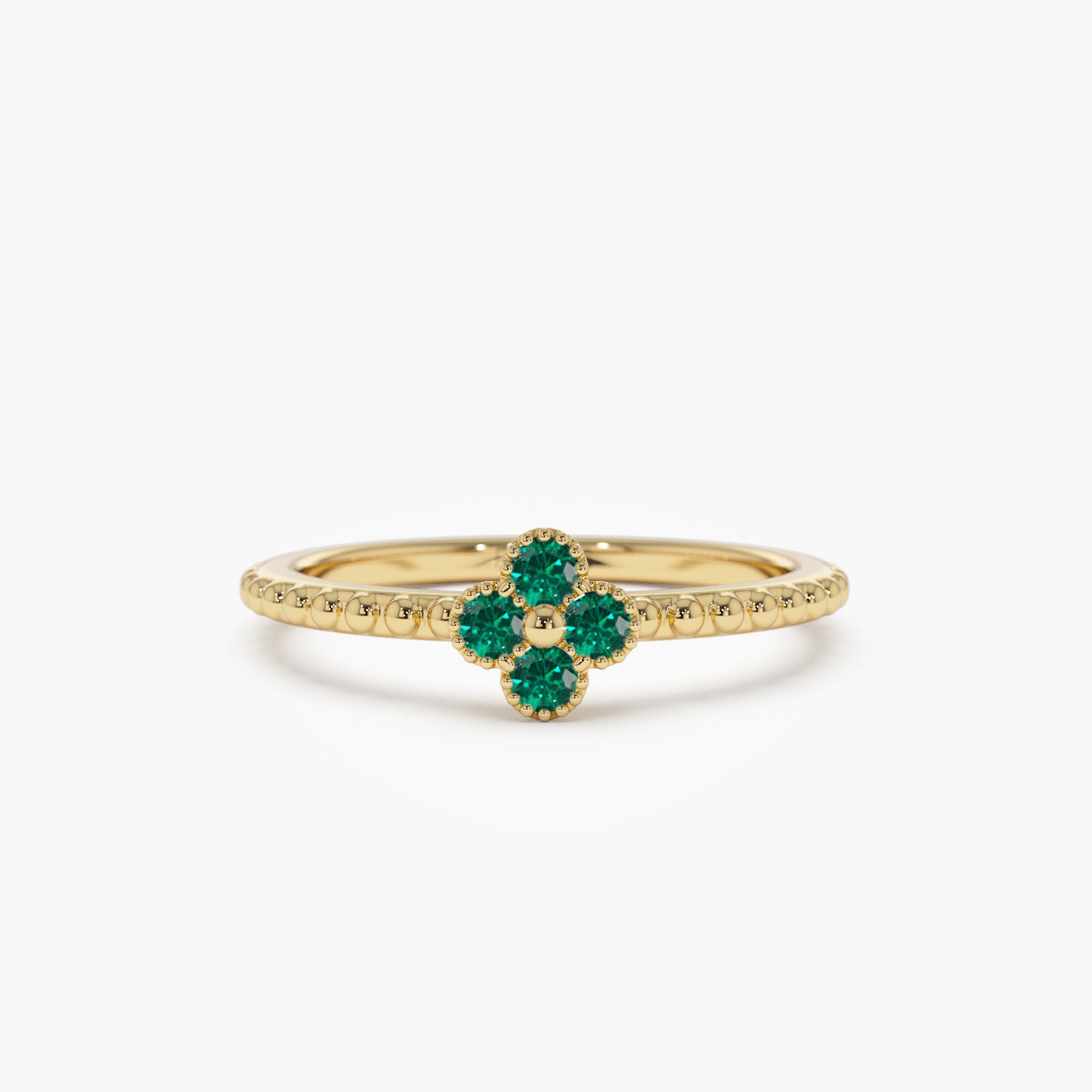 OBFJ1328 - 14k Emerald Clover Ring 1