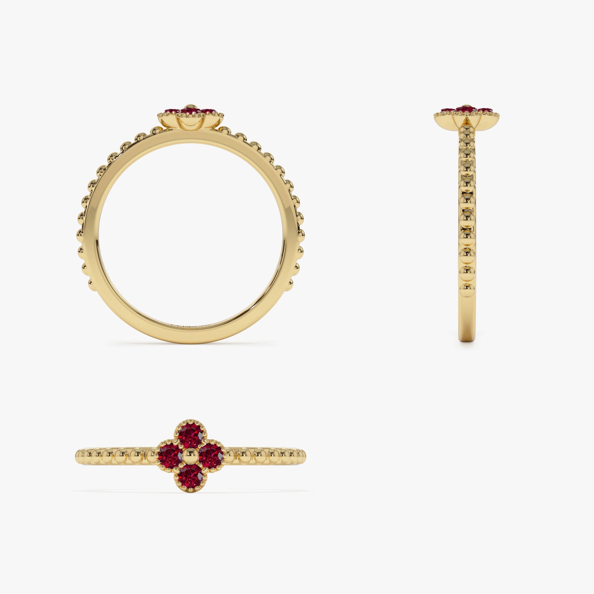 OBFJ1327 - 14k Ruby Clover Ring 6