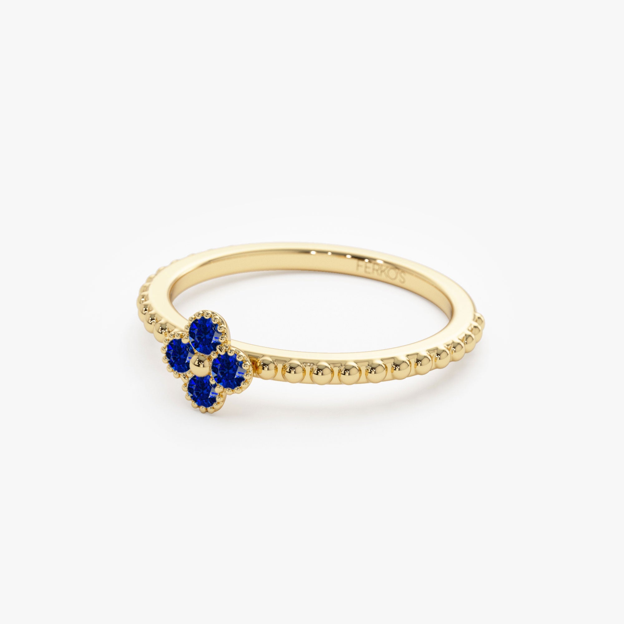 OBFJ1326 - 14k Sapphire Clover Ring 6