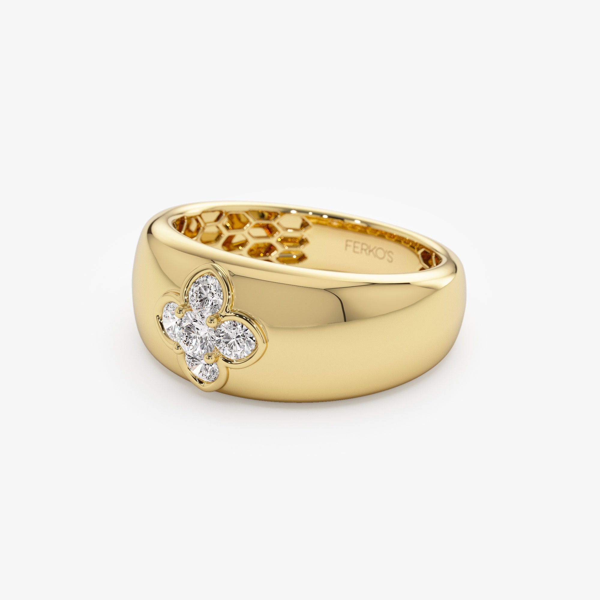 OBFJ1251 - 14k Chunky Diamond Clover Ring 8