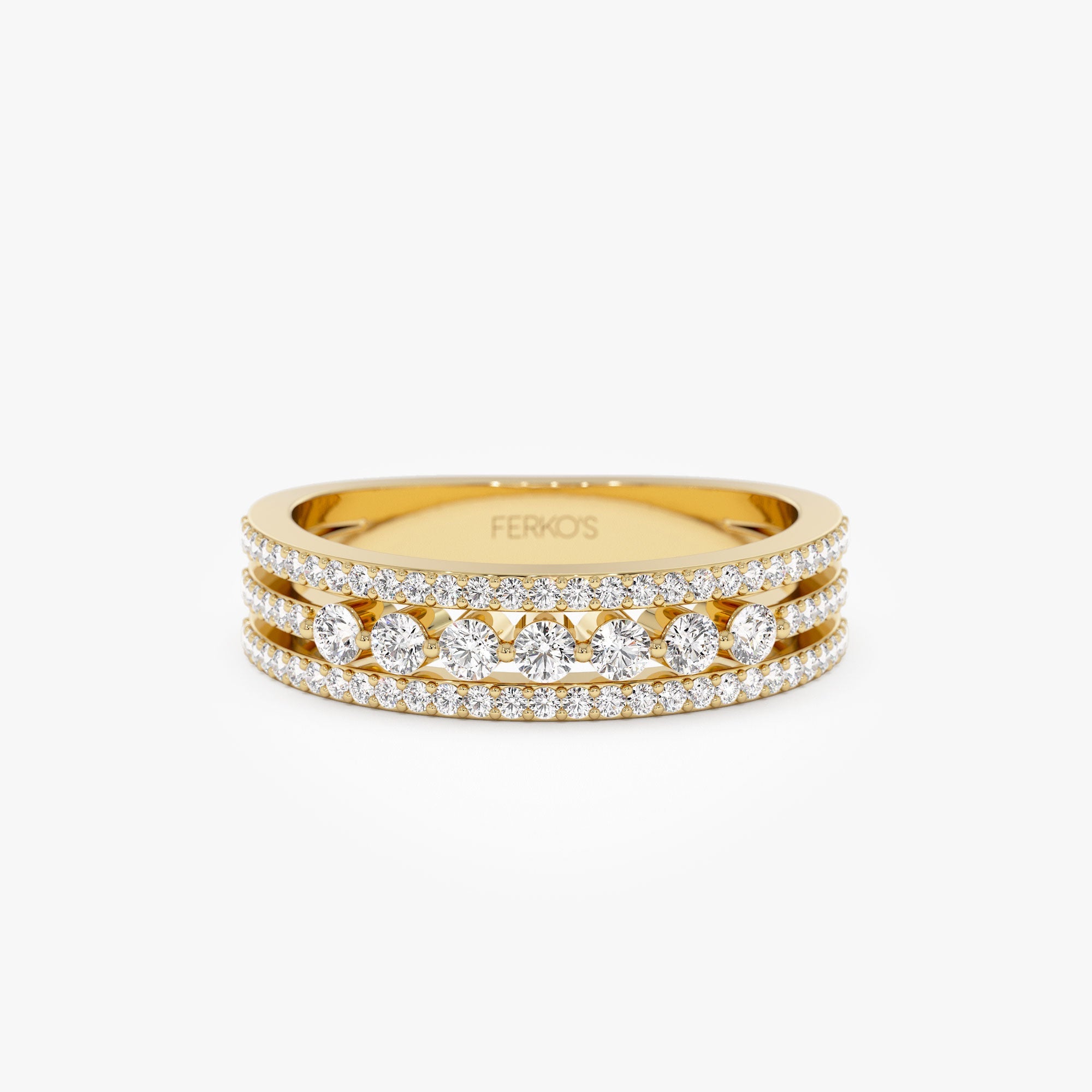 OBFJ1197 - 14k Triple Row Diamond Stacking Wedding Ring 1