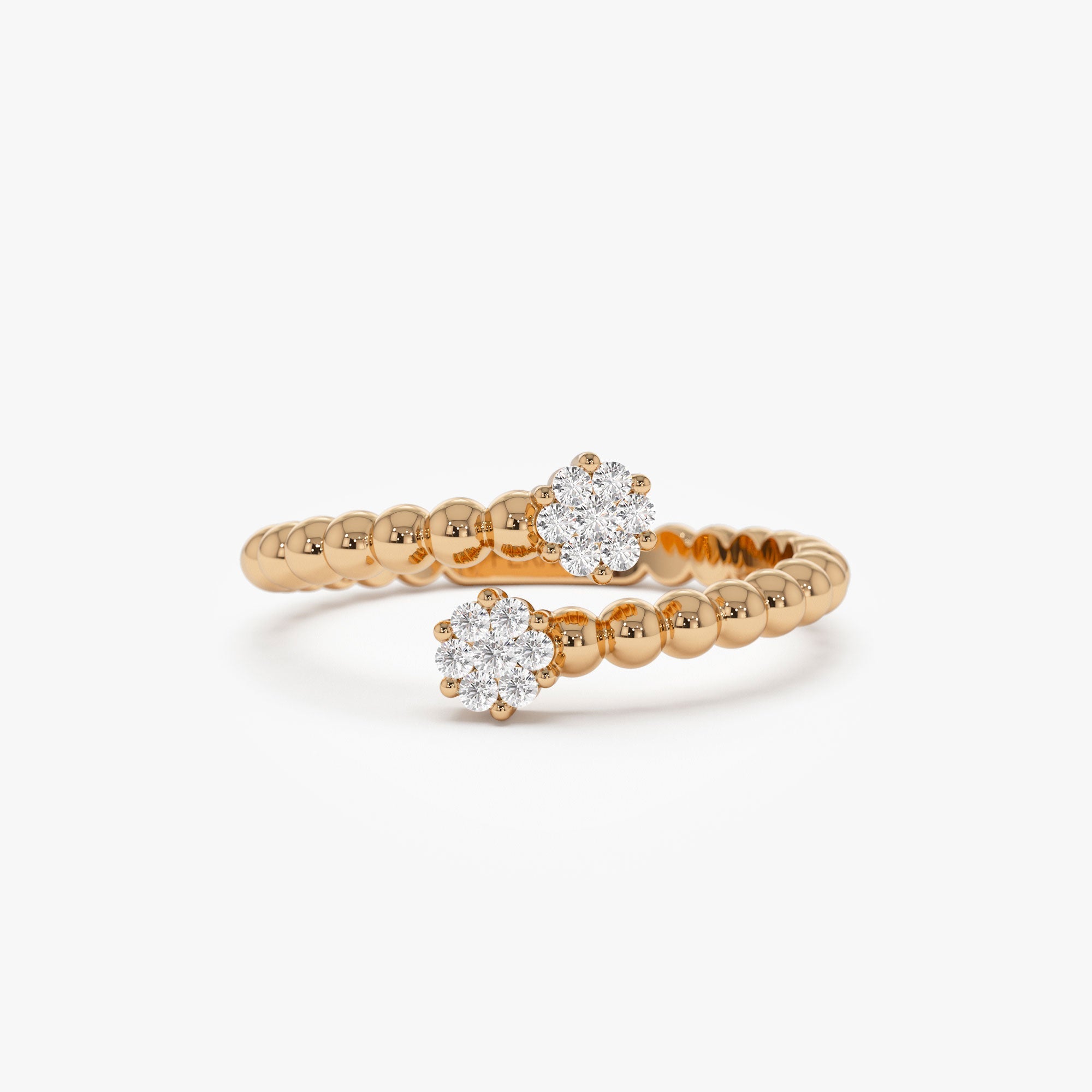 OBFJ1228 - 14k Beaded Open Bypass Diamond Illusion Ring 5