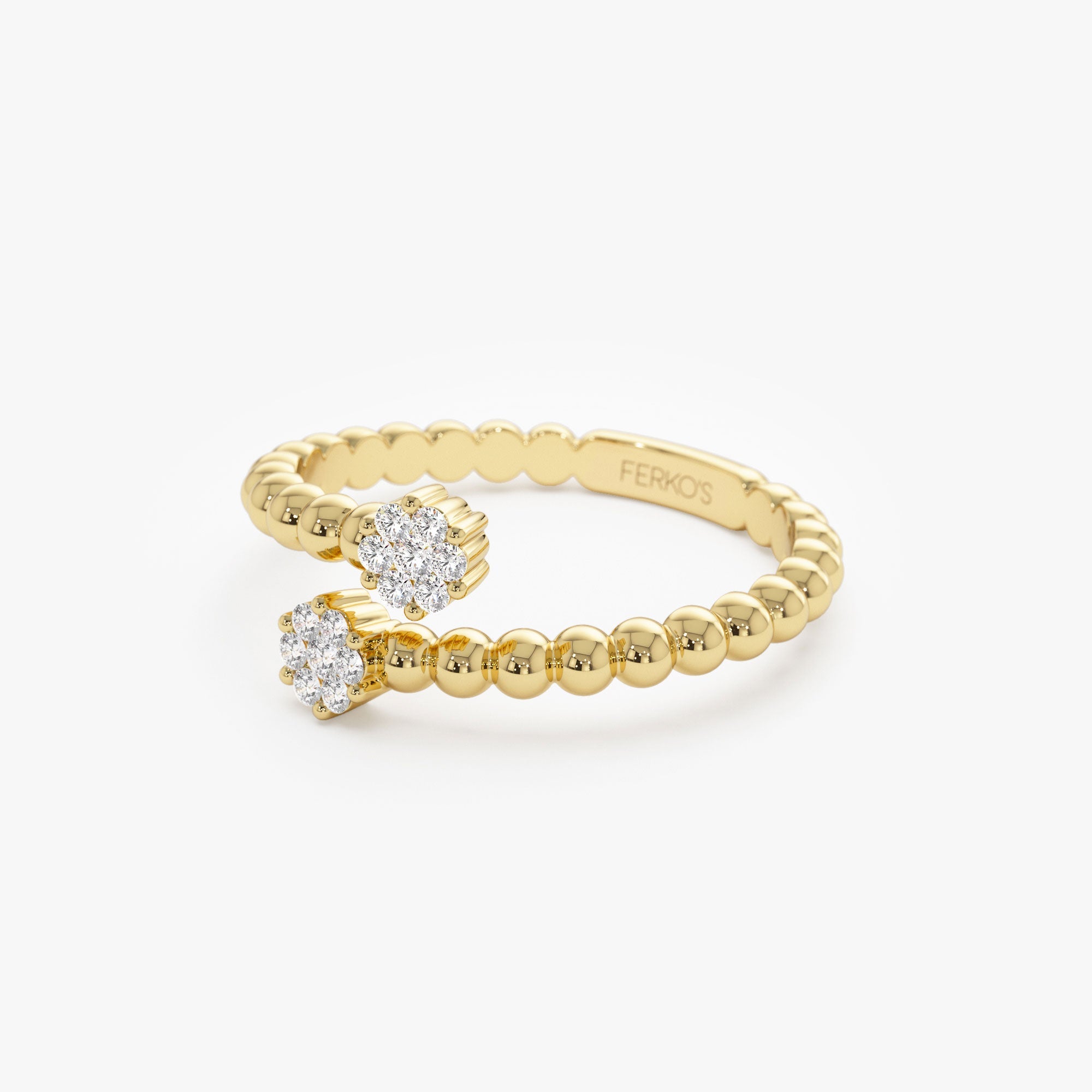 OBFJ1228 - 14k Beaded Open Bypass Diamond Illusion Ring 7