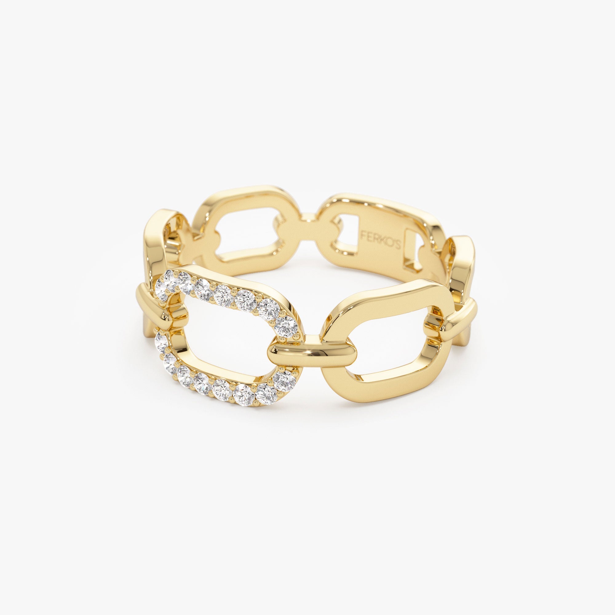 OBFJ1318 - 14k Diamond Buckle Chain Ring 8
