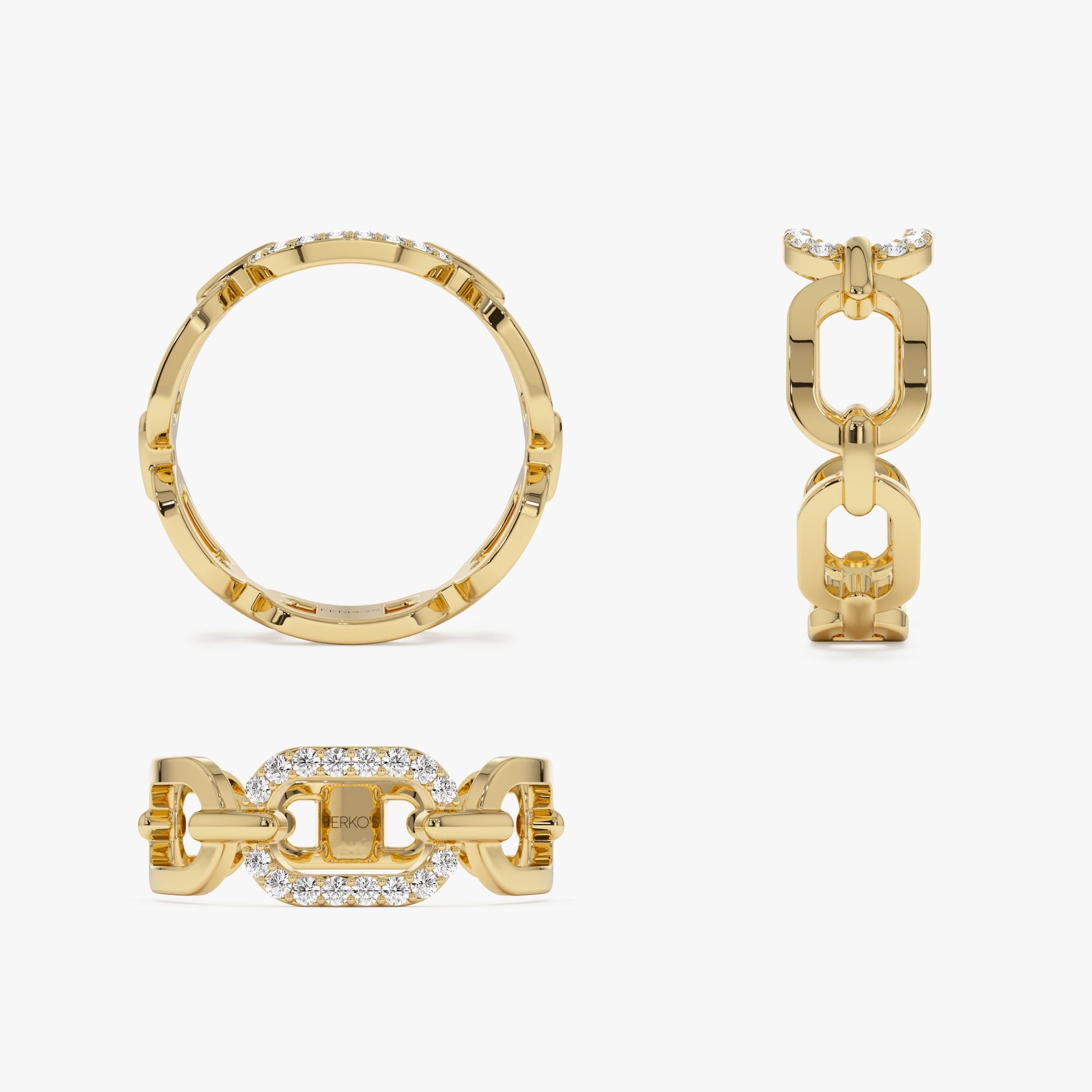 OBFJ1318 - 14k Diamond Buckle Chain Ring 9