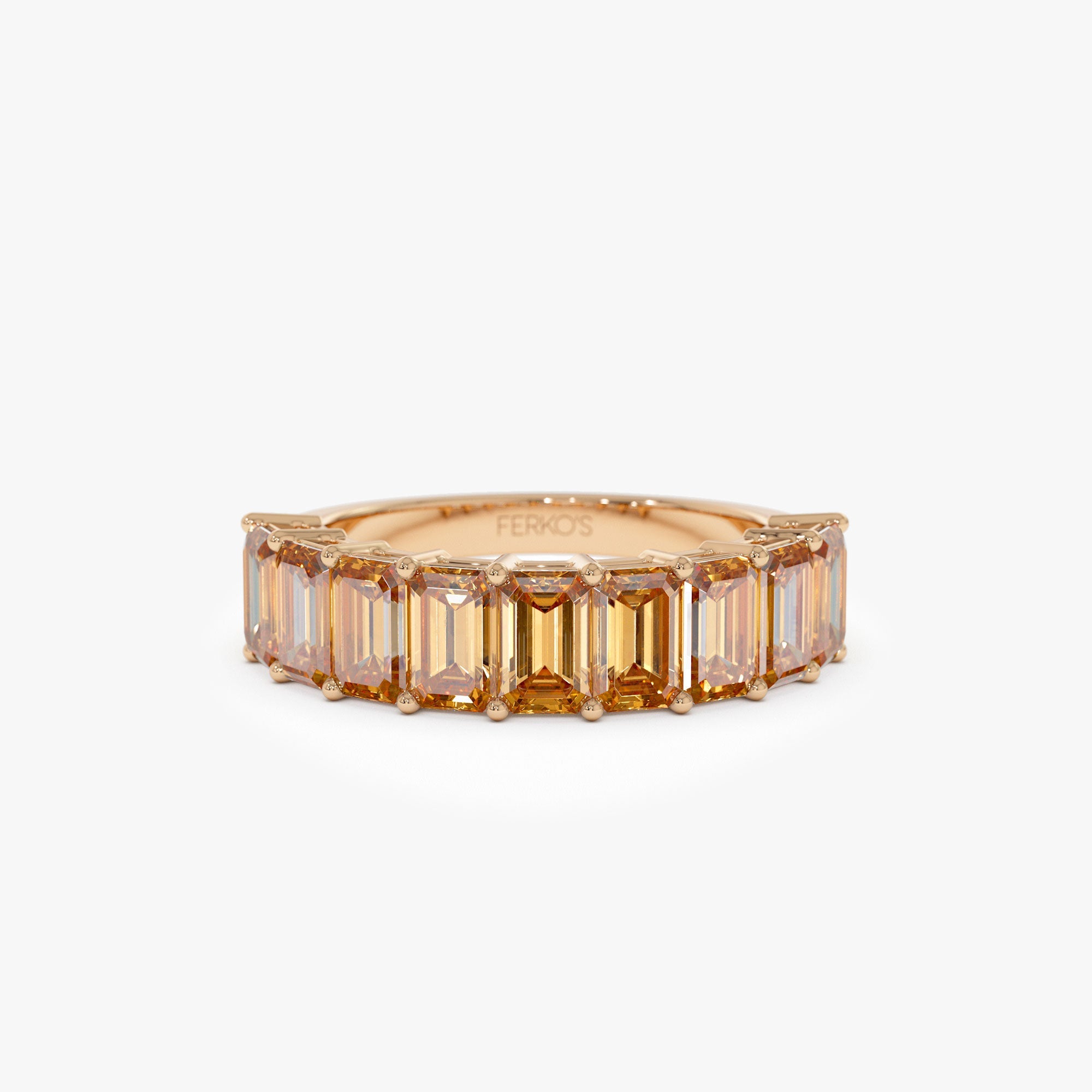 OBFJ1323 - 14k Emerald Cut Citrine Nine Stone Ring 2.70ctw 6