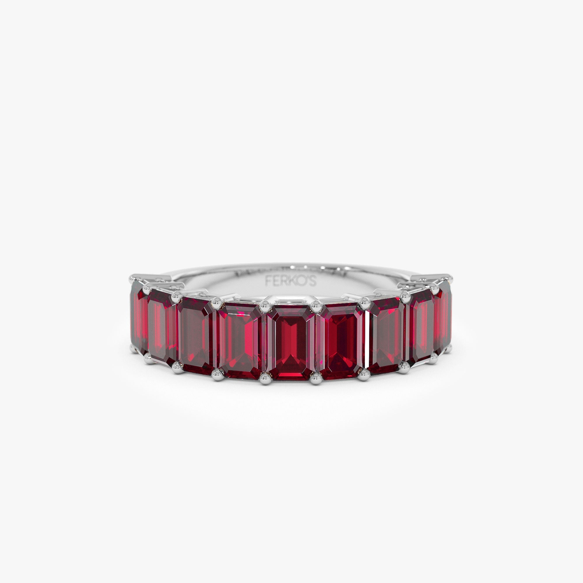 OBFJ1322 - 14k Emerald Cut Garnet Nine Stone Ring 3.00ctw 7