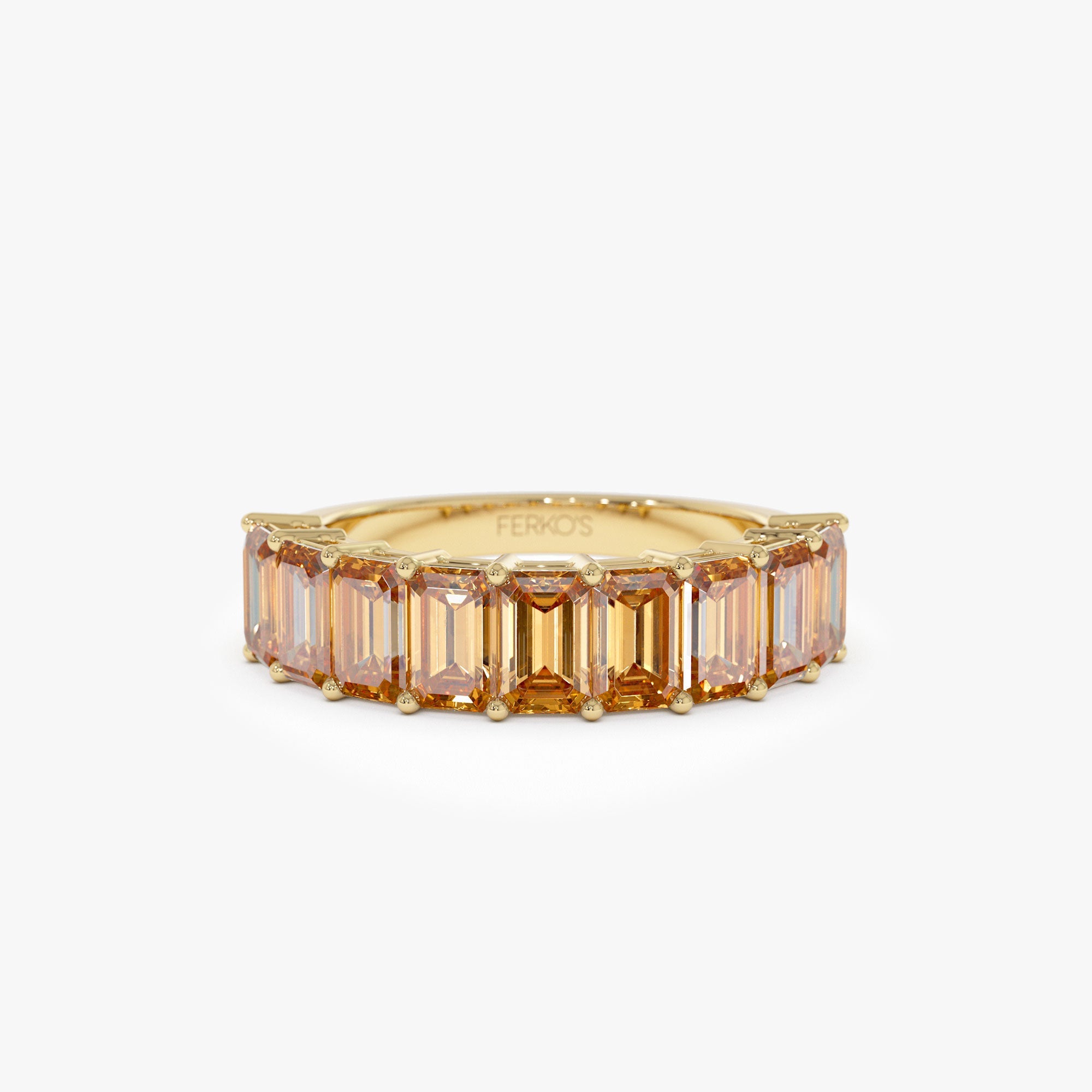 OBFJ1323 - 14k Emerald Cut Citrine Nine Stone Ring 2.70ctw 1