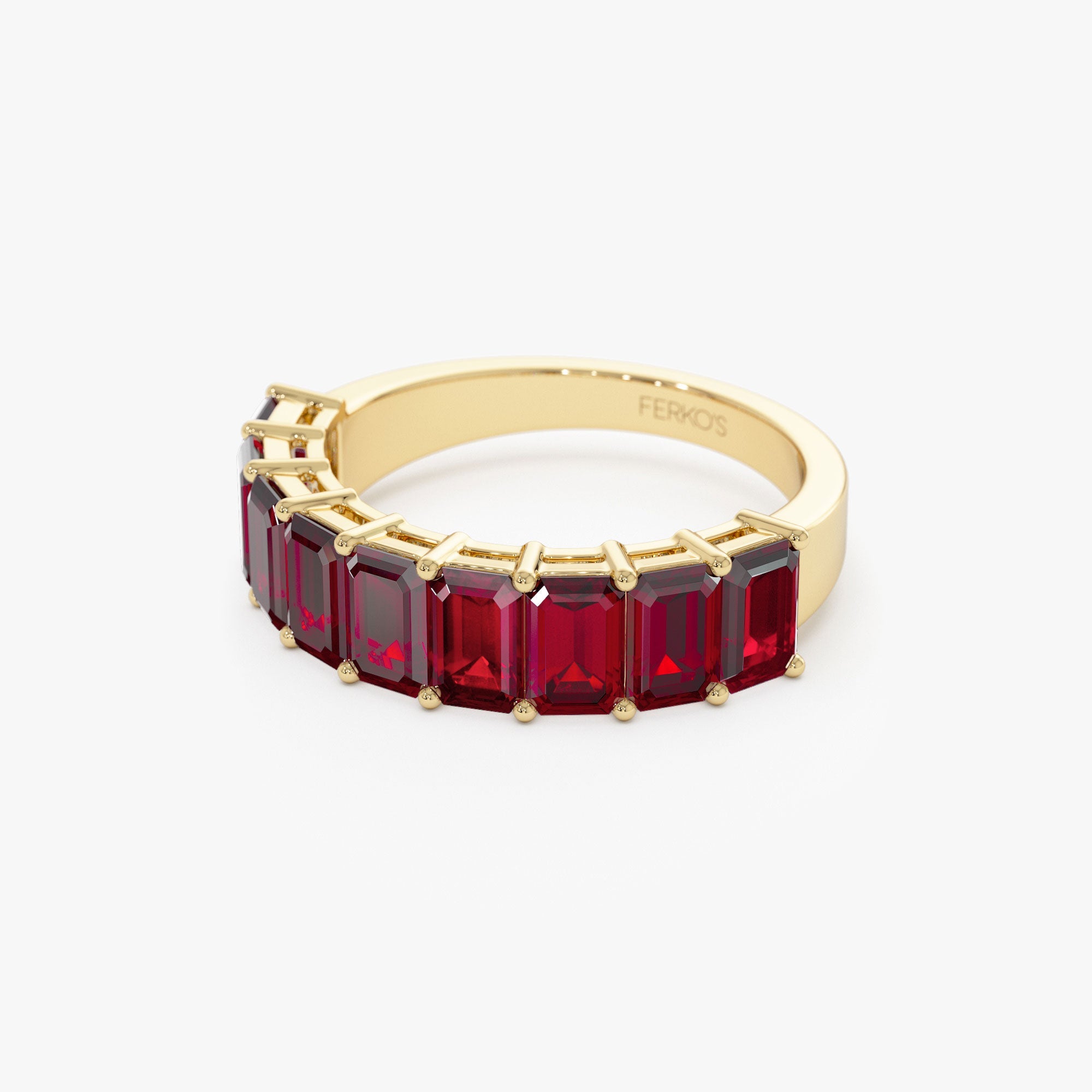 OBFJ1322 - 14k Emerald Cut Garnet Nine Stone Ring 3.00ctw 8