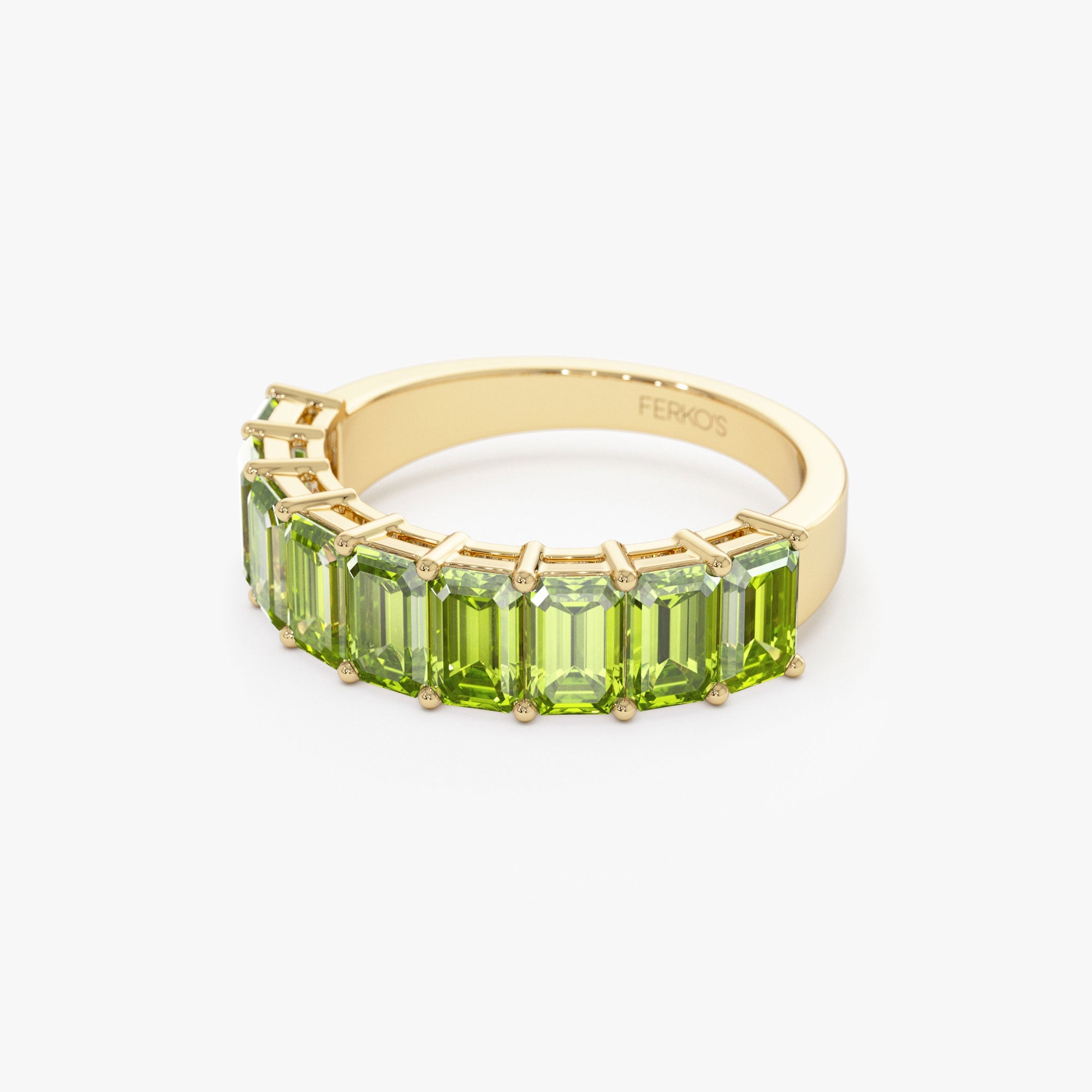 OBFJ1321 - 14k Emerald Cut Peridot Nine Stone Ring 2.35ctw 8