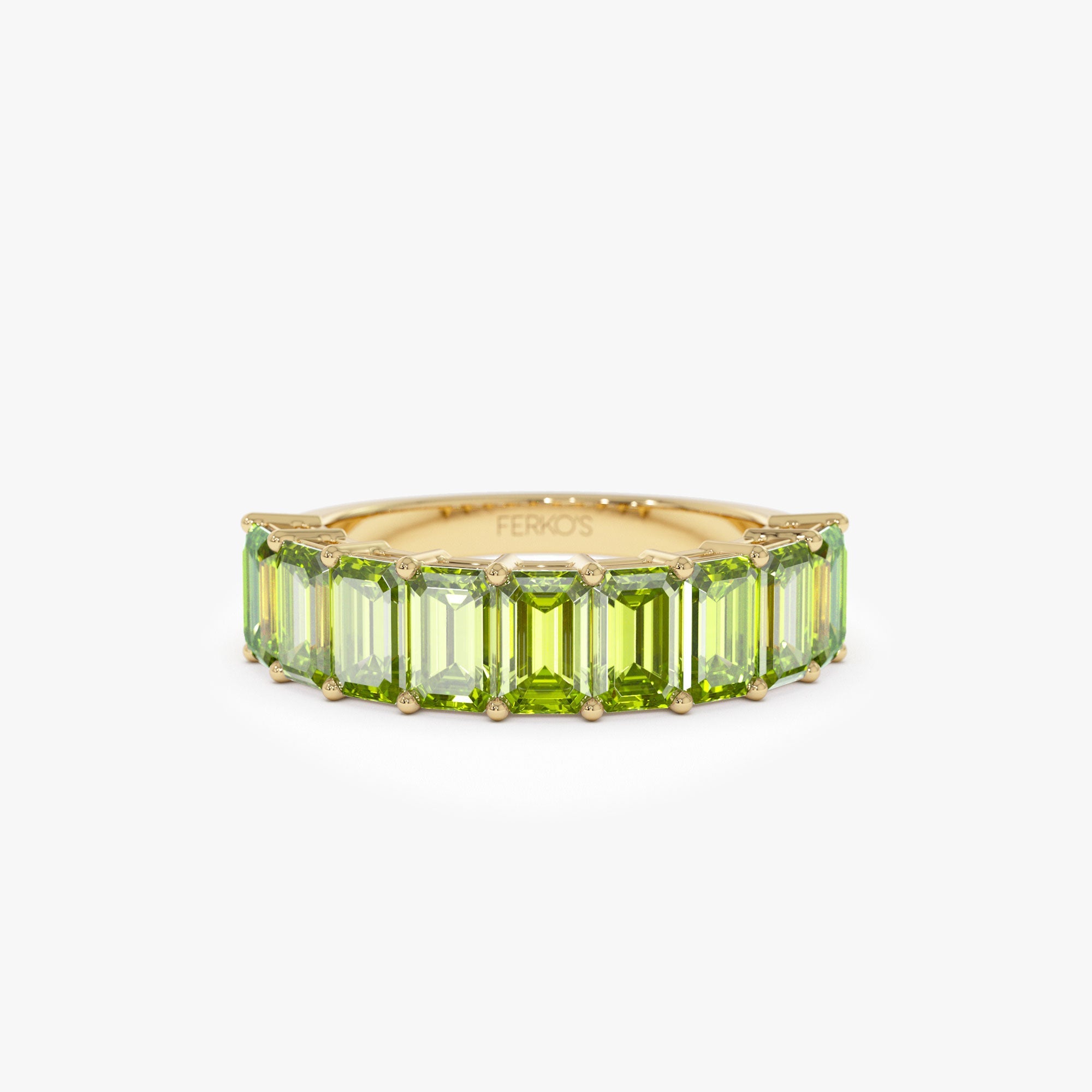 OBFJ1321 - 14k Emerald Cut Peridot Nine Stone Ring 2.35ctw 1