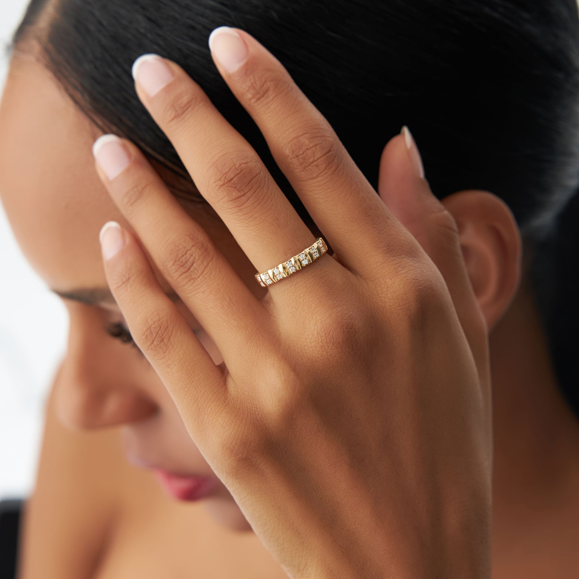 OBFJ1191 - 14k Unique Double Row Diamond Eternity Ring 6