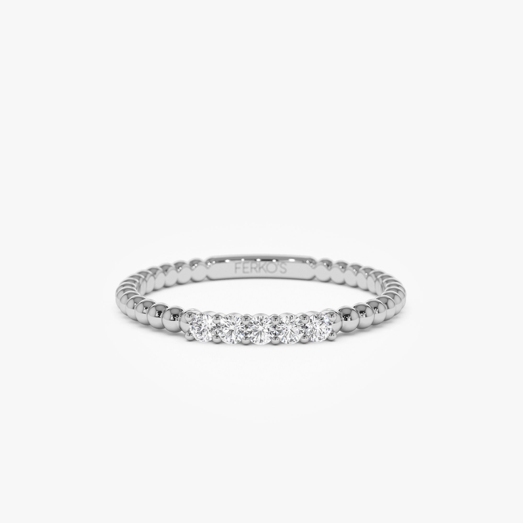 OBFJ1110 - 14K Stacking Dainty Beaded Diamond Band 8
