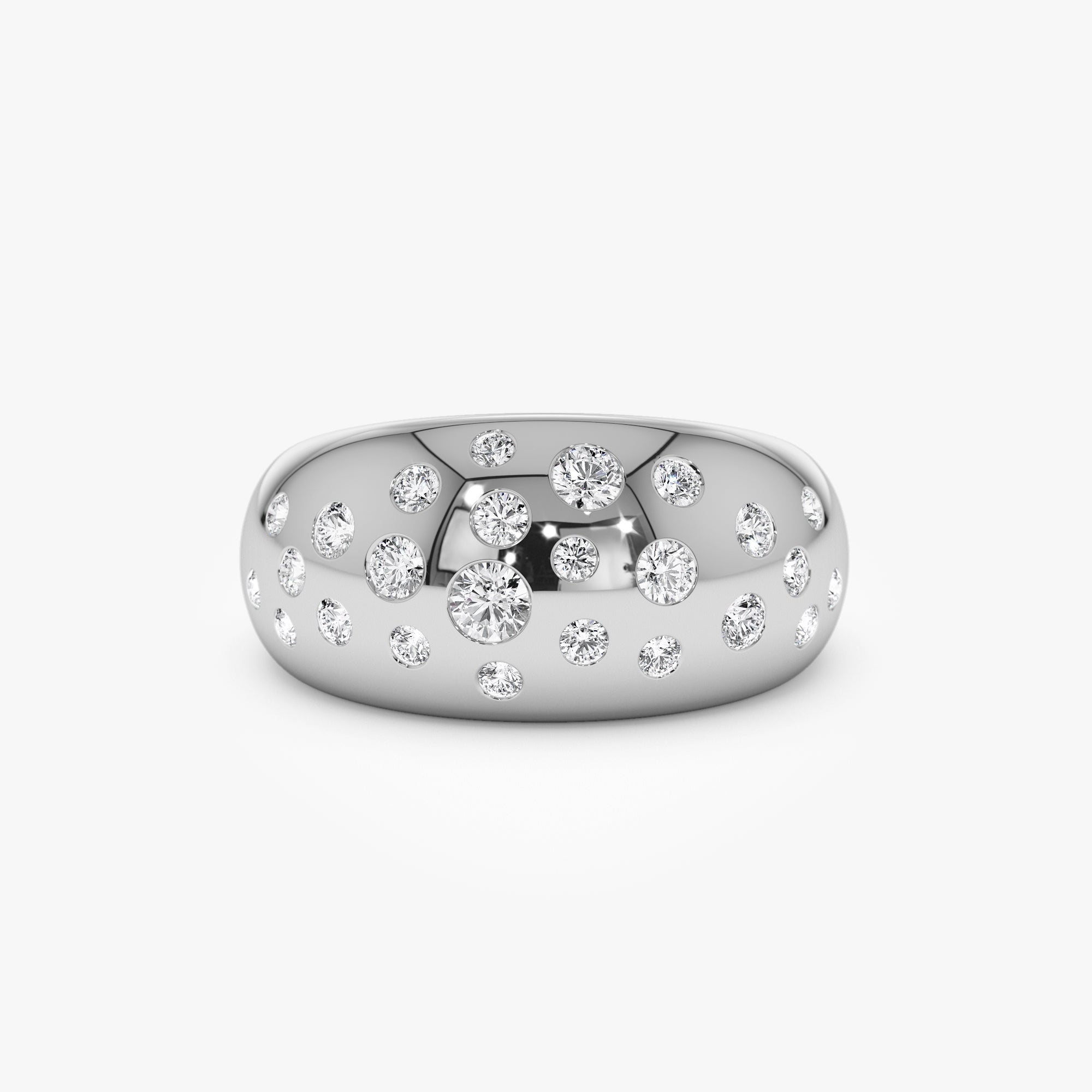 OBFJ1046 - 14k Gold Flush Setting Cluster Dome Ring 10