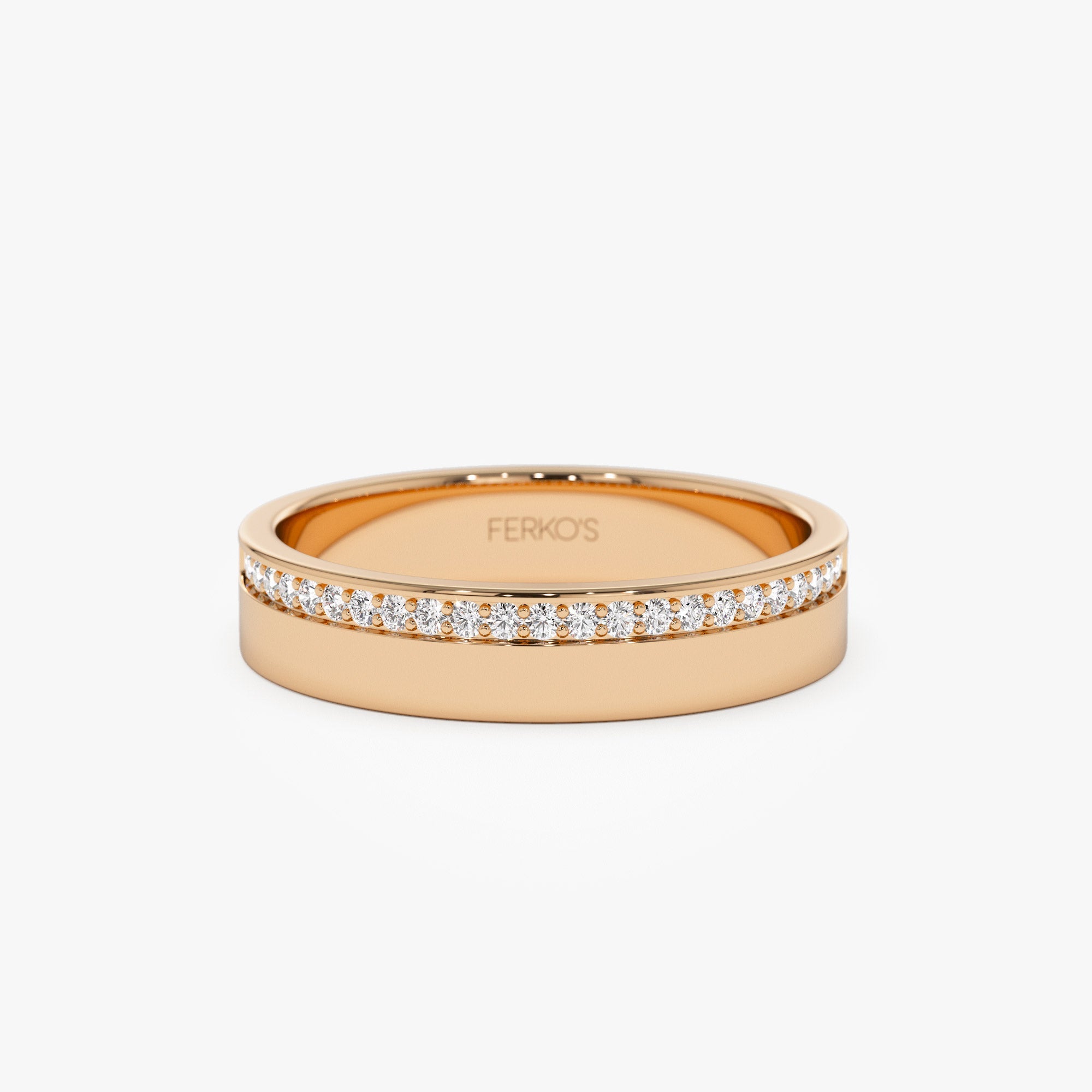 OBFJ1034 - 14K 4MM Half Eternity Diamond Wedding Band 6