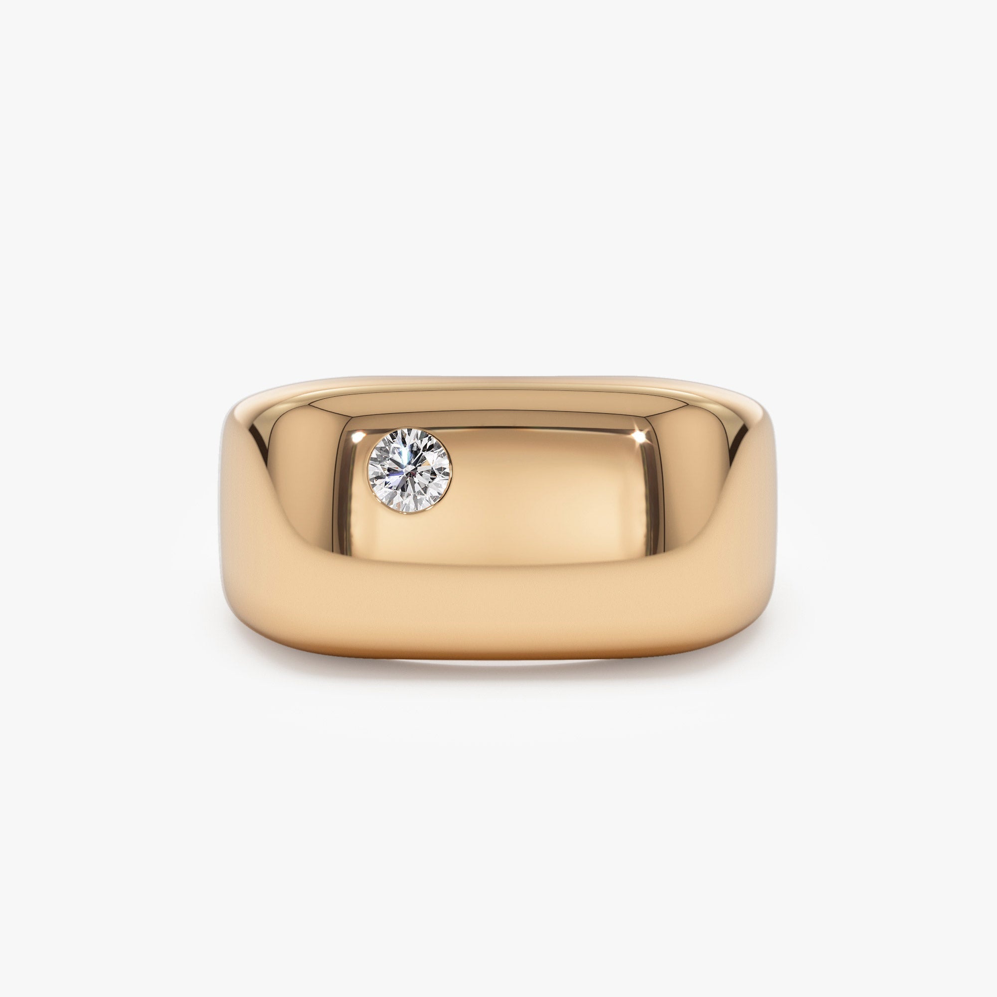 OBFJ0958 - 14K Gold Rectangular Diamond Signet Ring 8
