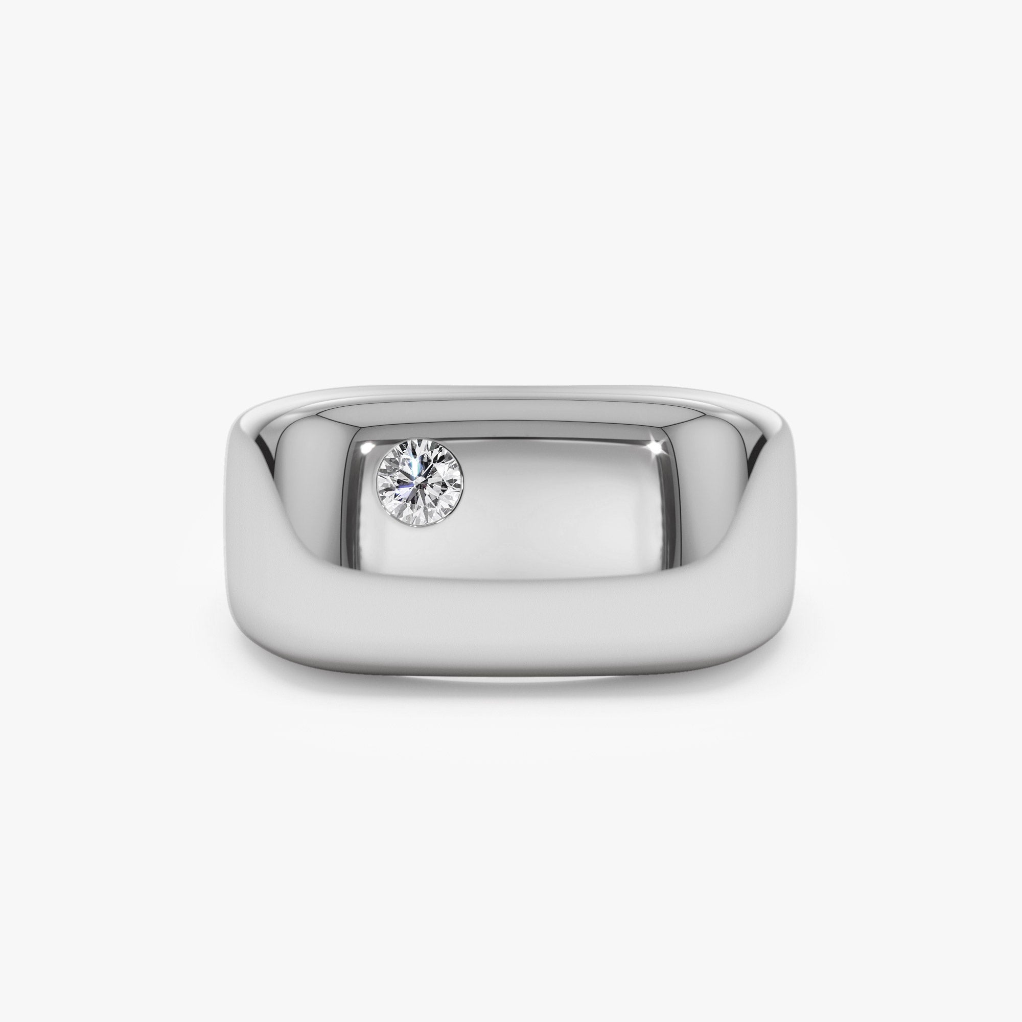 OBFJ0958 - 14K Gold Rectangular Diamond Signet Ring 9