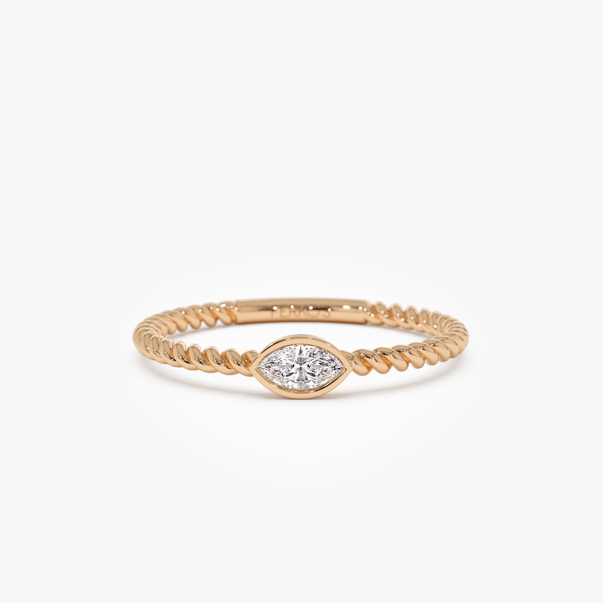 OBFJ0941 - 14kt Bezel Marquise Diamond Rope ring 6