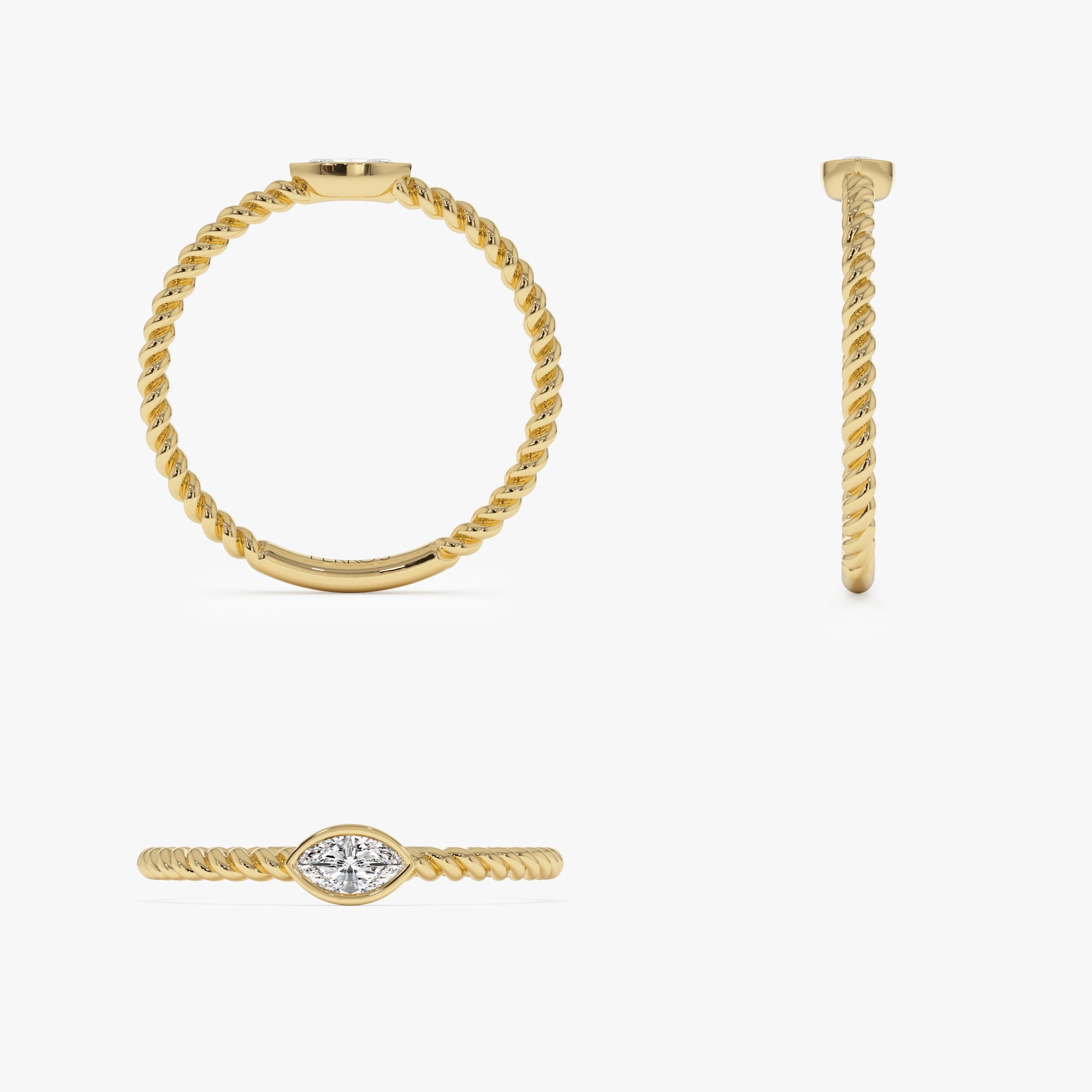 OBFJ0941 - 14kt Bezel Marquise Diamond Rope ring 9