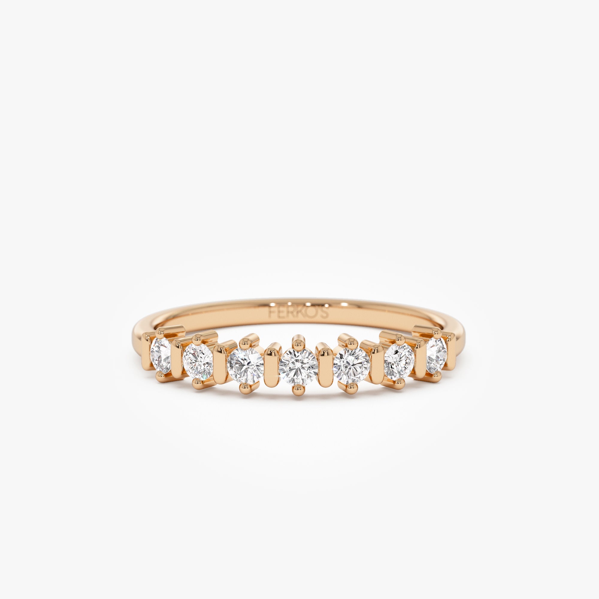 OBFJ0932 - 14K Round Cut 0.20 ctw Seven Stone Wedding Ring 6