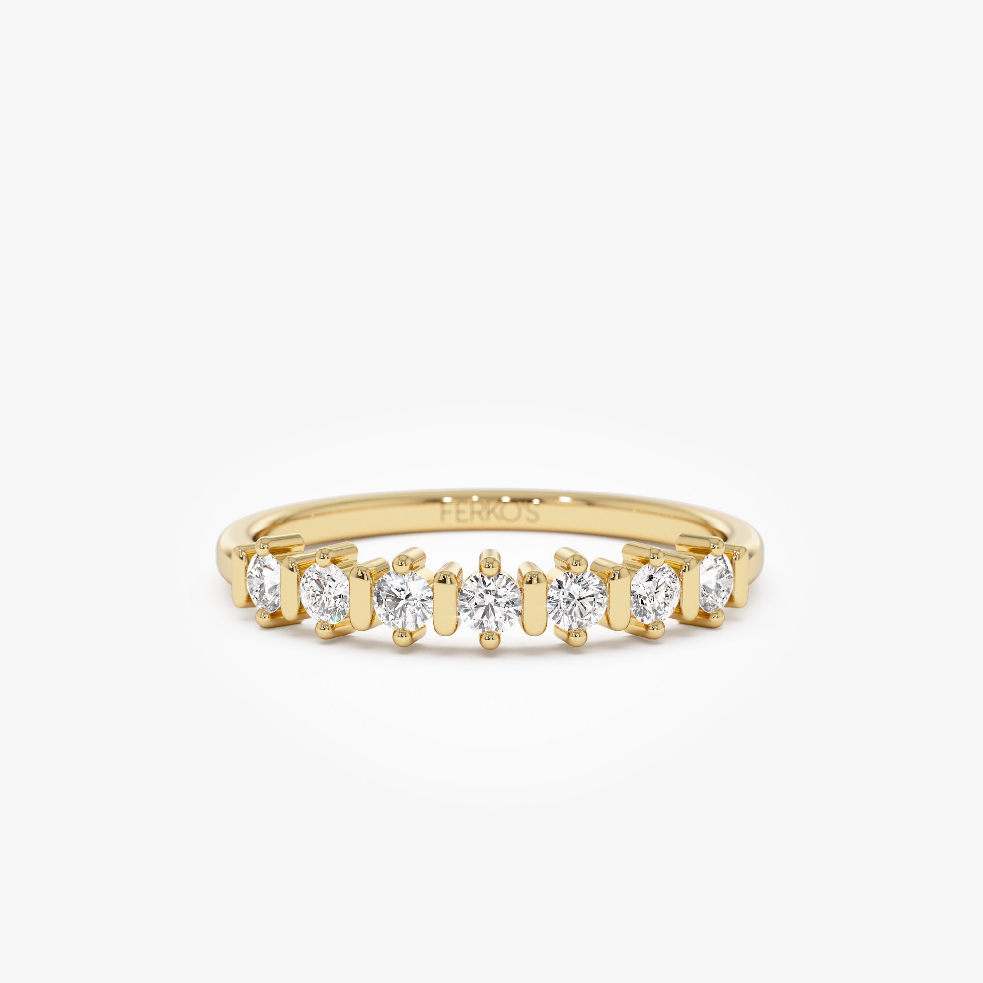 OBFJ0932 - 14K Round Cut 0.20 ctw Seven Stone Wedding Ring 1