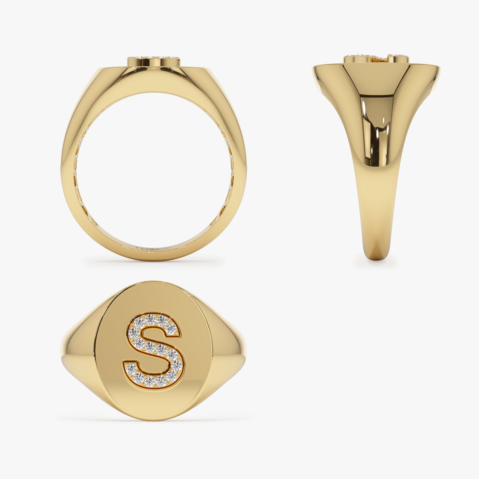 OBFJ0949 - 14K Diamond Letter Signet Ring 8