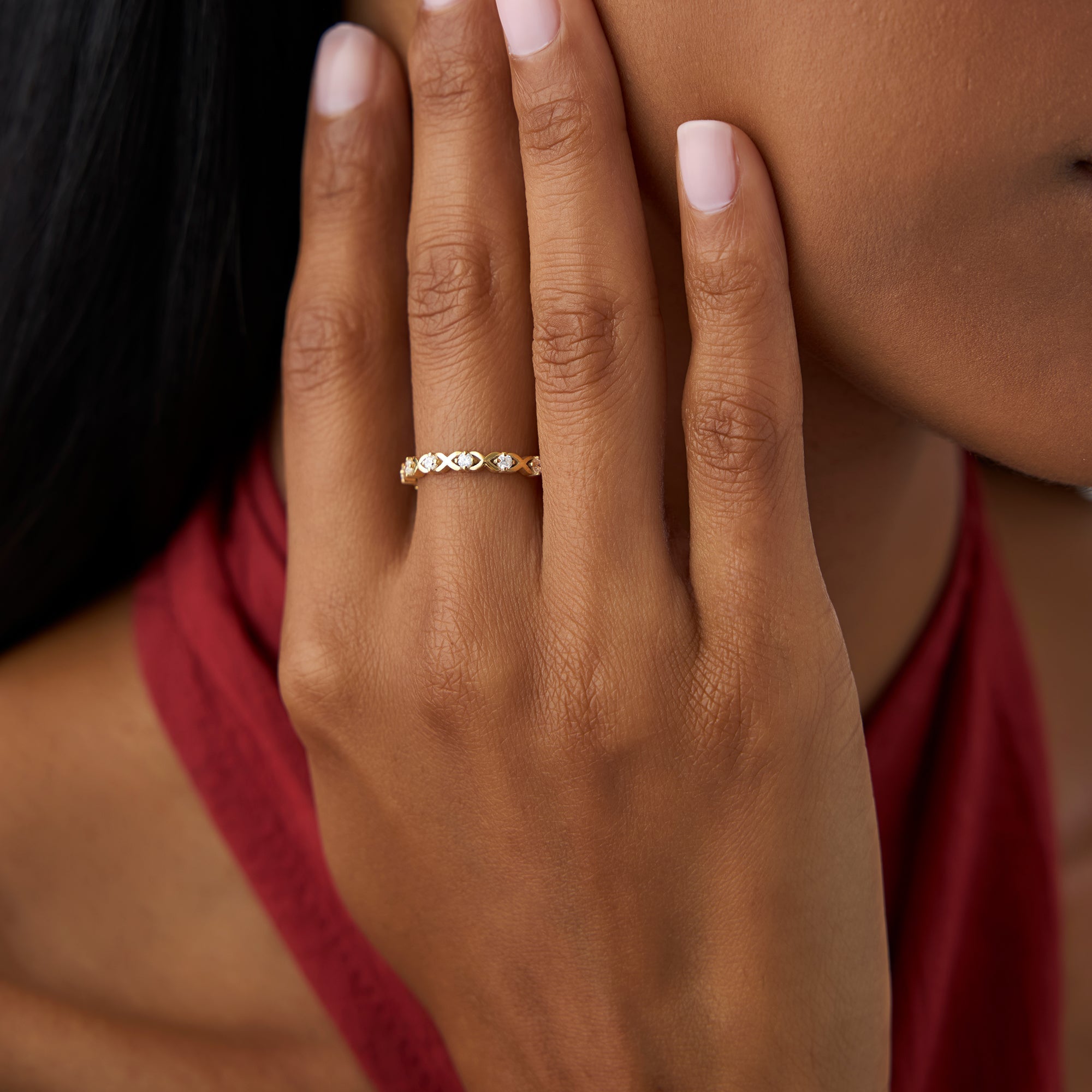 OBFJ0756 - 14k X O Design Diamond Wedding RIng 3