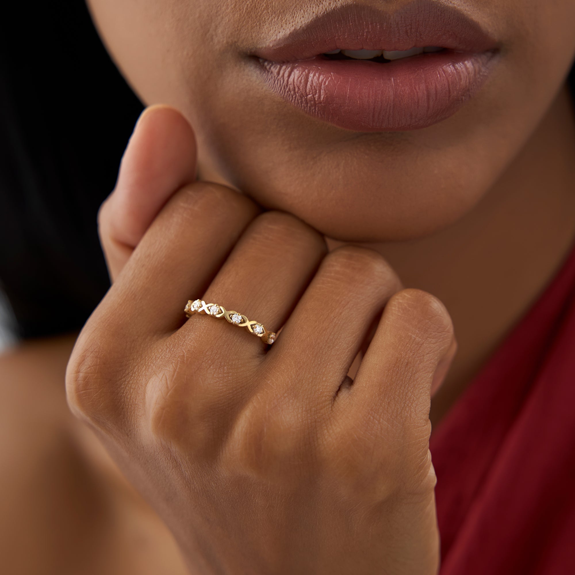 OBFJ0756 - 14k X O Design Diamond Wedding RIng 8