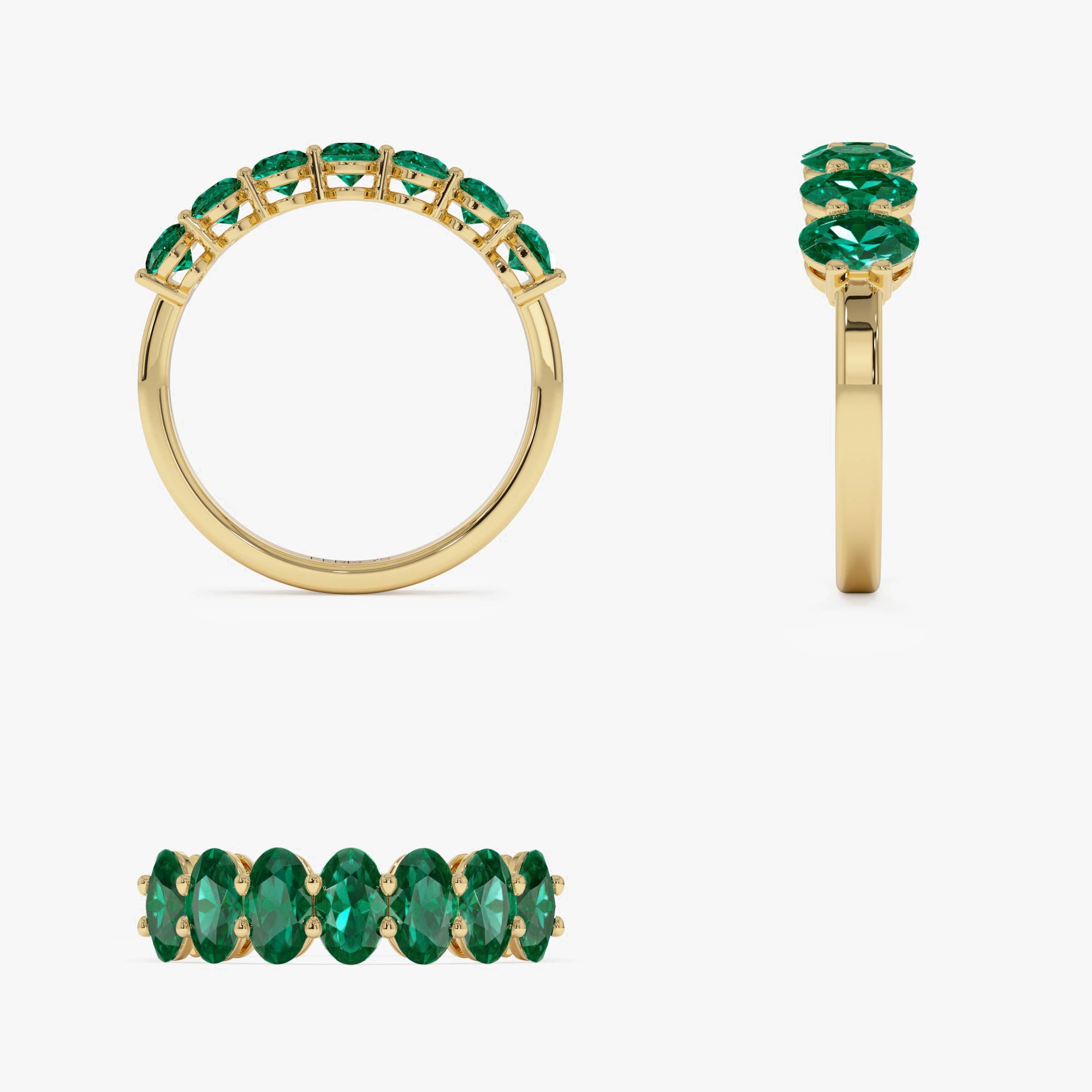 OBFJ0853 - 14k Oval Shaped Basket Setting Emerald Ring 10