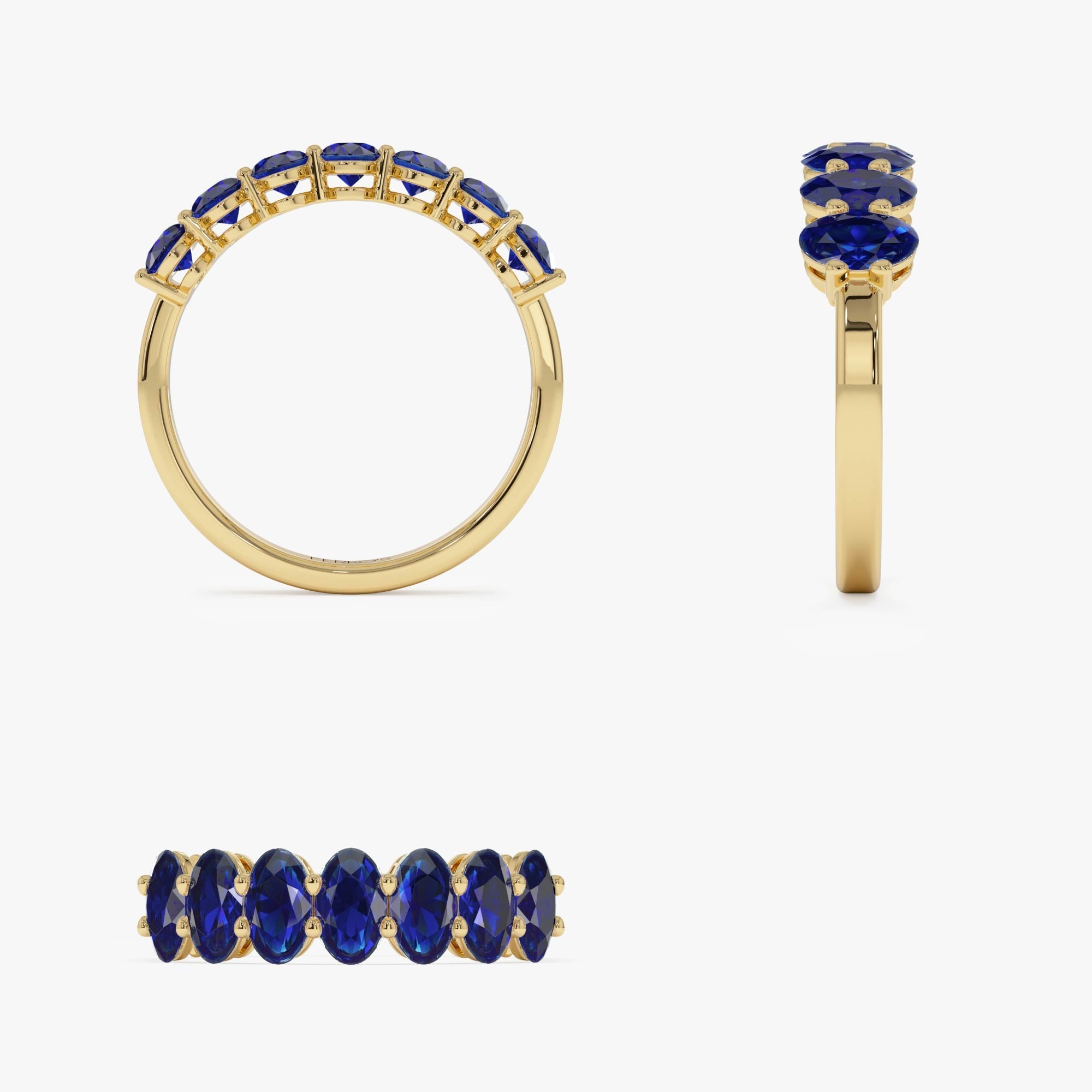 OBFJ0855 - 14k Oval Shaped Basket Setting Sapphire Ring 9