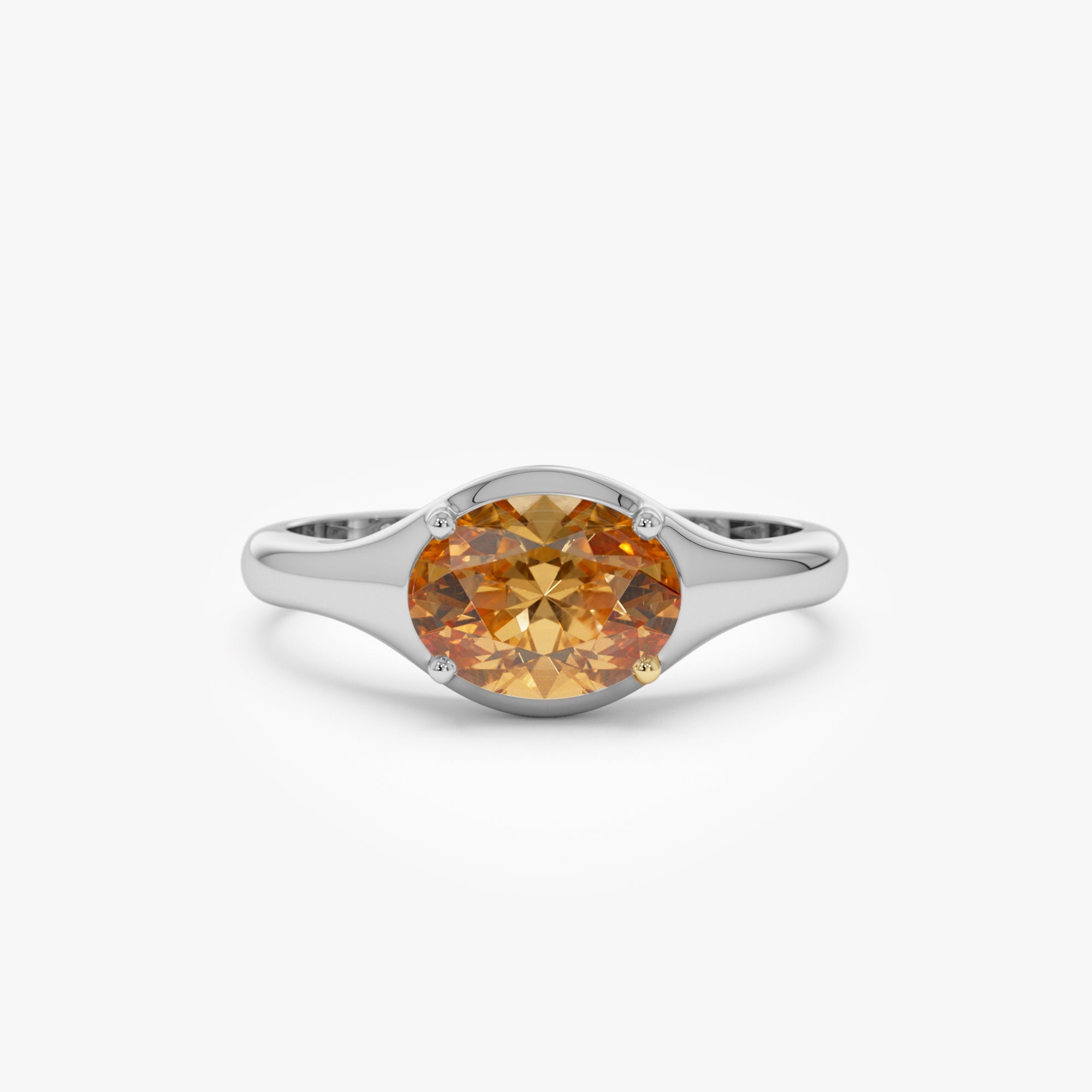 OBFJ0786 - 14K Oval Shape Prong Setting Citrine Ring 6